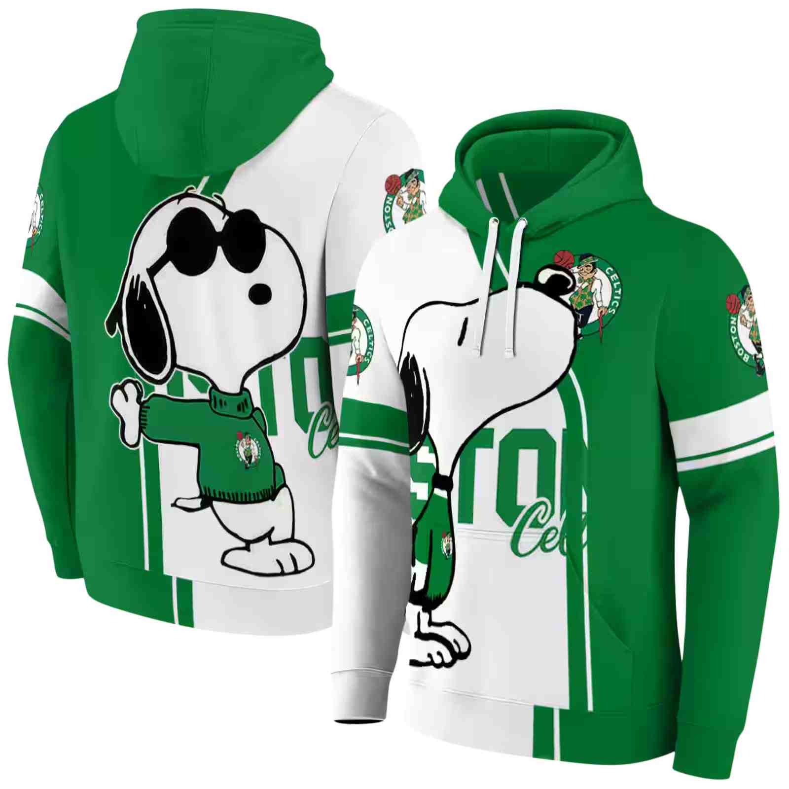 boston celtics playful snoopy green hoodie fashion forward