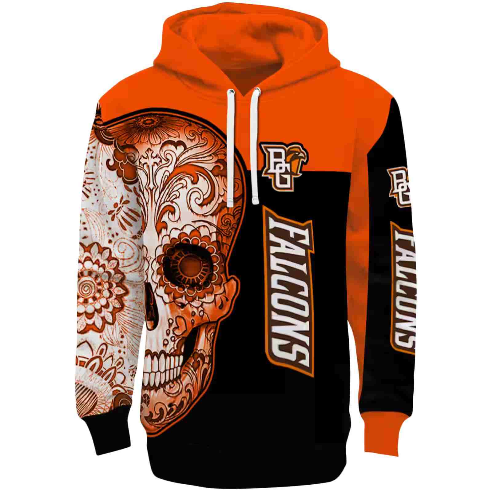 Bowling Green Falcons Sugar Skull Orange Black Hoodie