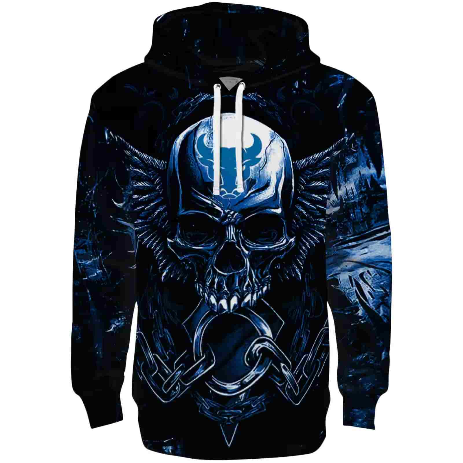 Buffalo Bulls Skull Artwork Royal Blue Black Hoodie