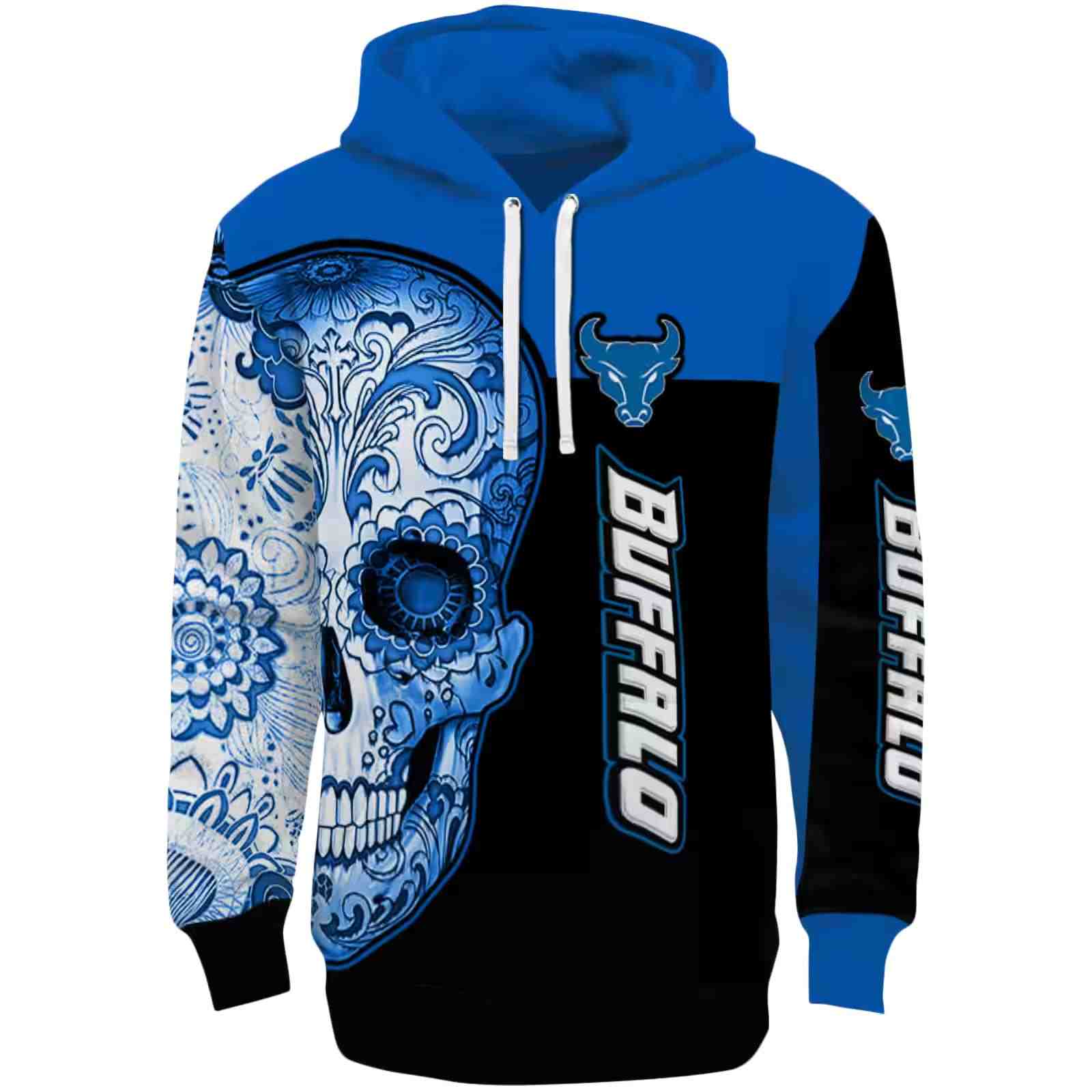 Buffalo Bulls Sugar Skull Royal Blue Black Hoodie