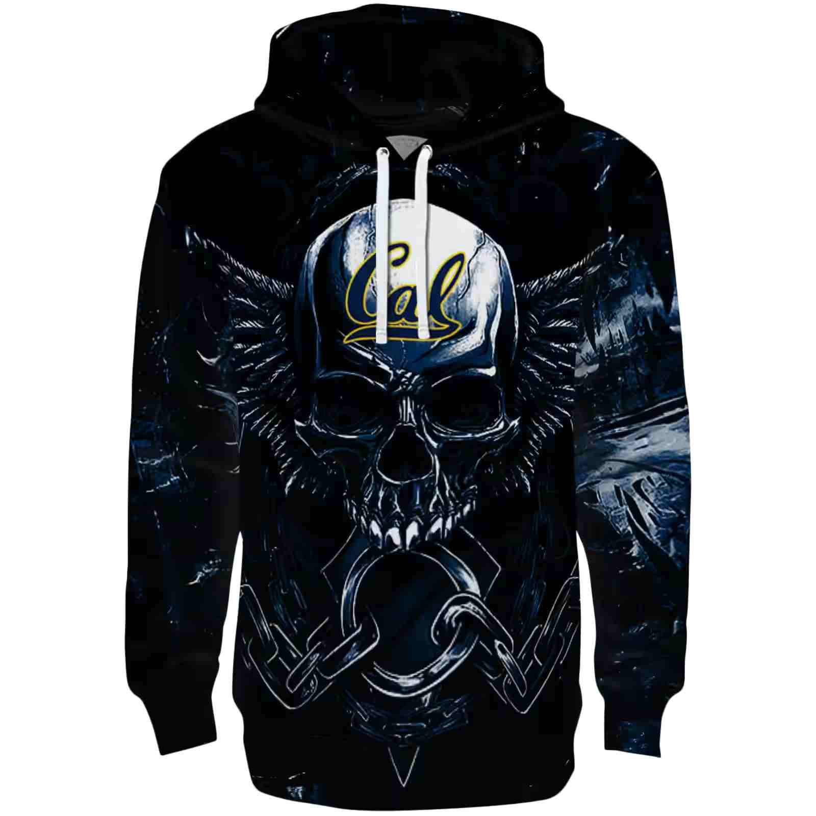 California Golden Bears Skull Artwork Blue Black Hoodie