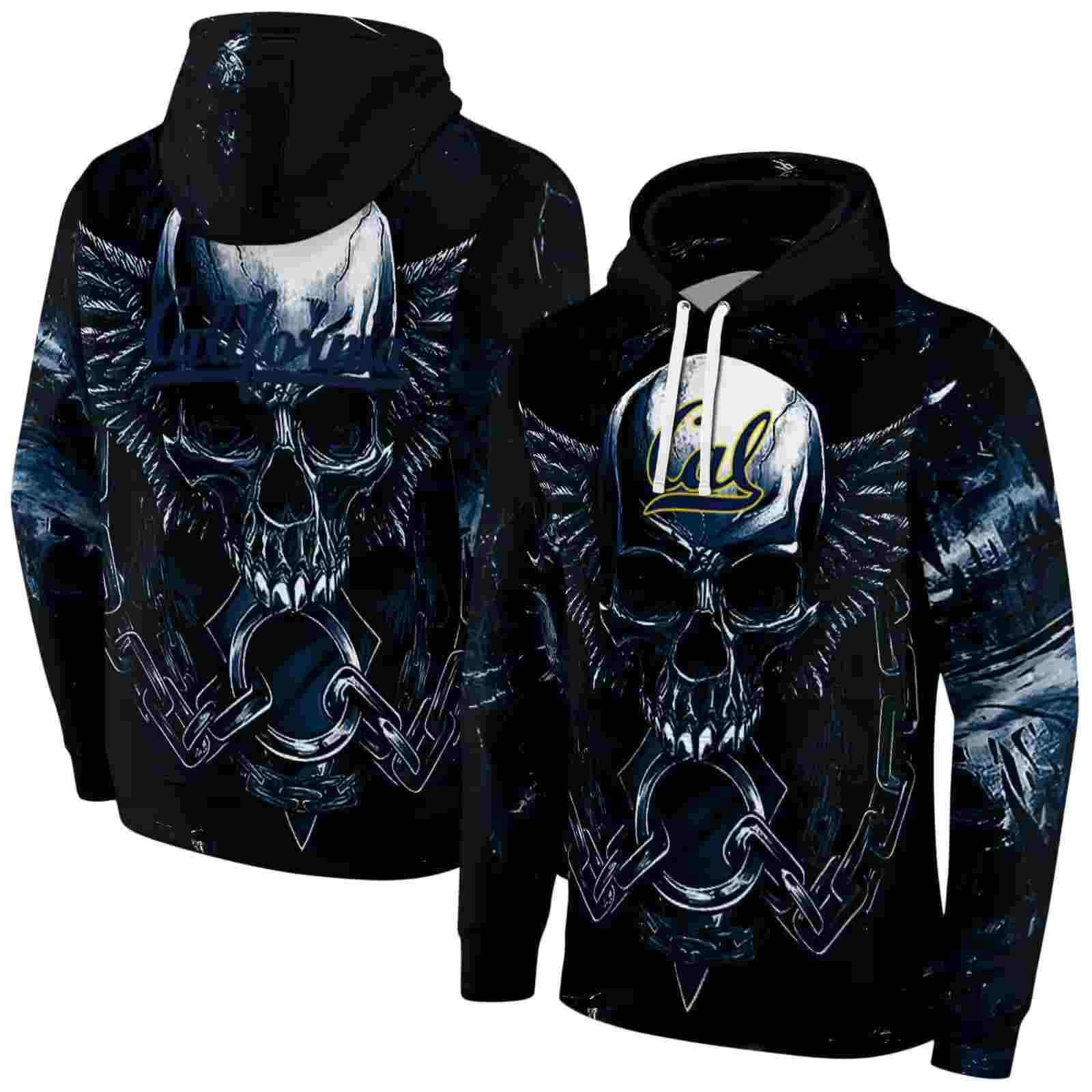 california golden bears skull artwork blue black hoodie fashion forward 1