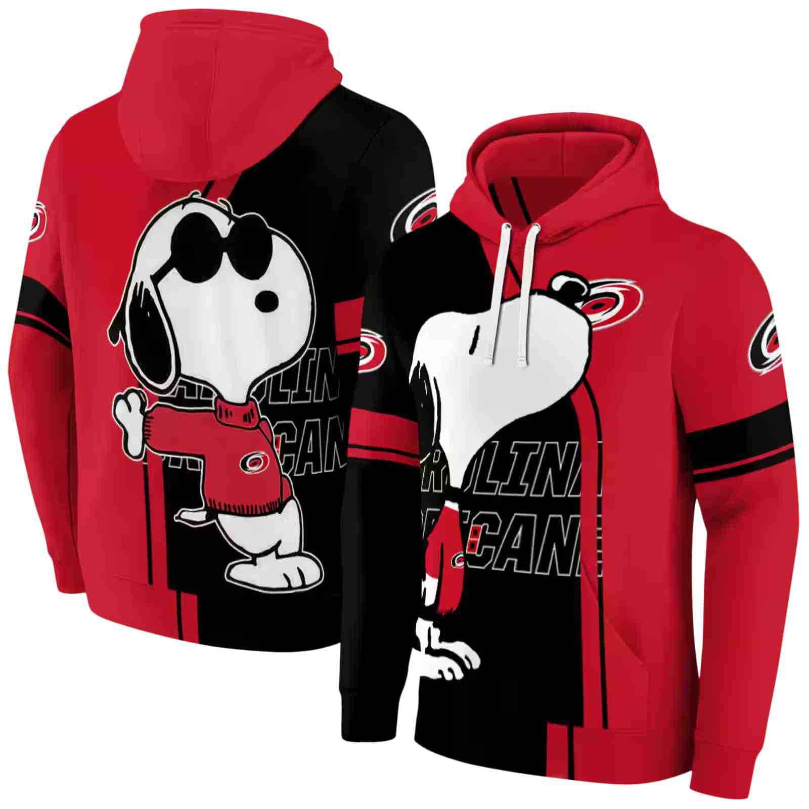 carolina hurricanes playful snoopy red hoodie fashion forward