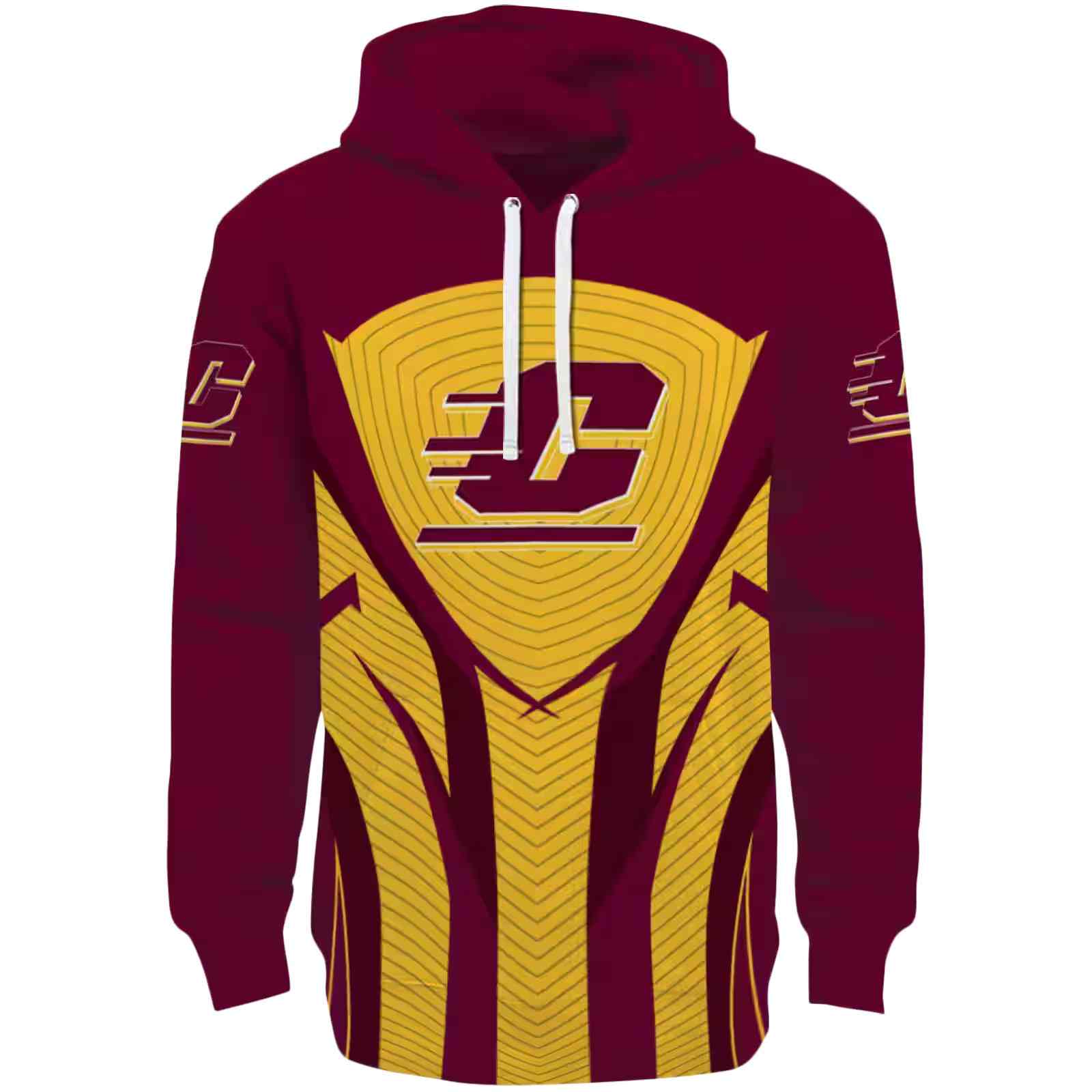Central Michigan Chippewas Concentric Lines Maroon Black Hoodie