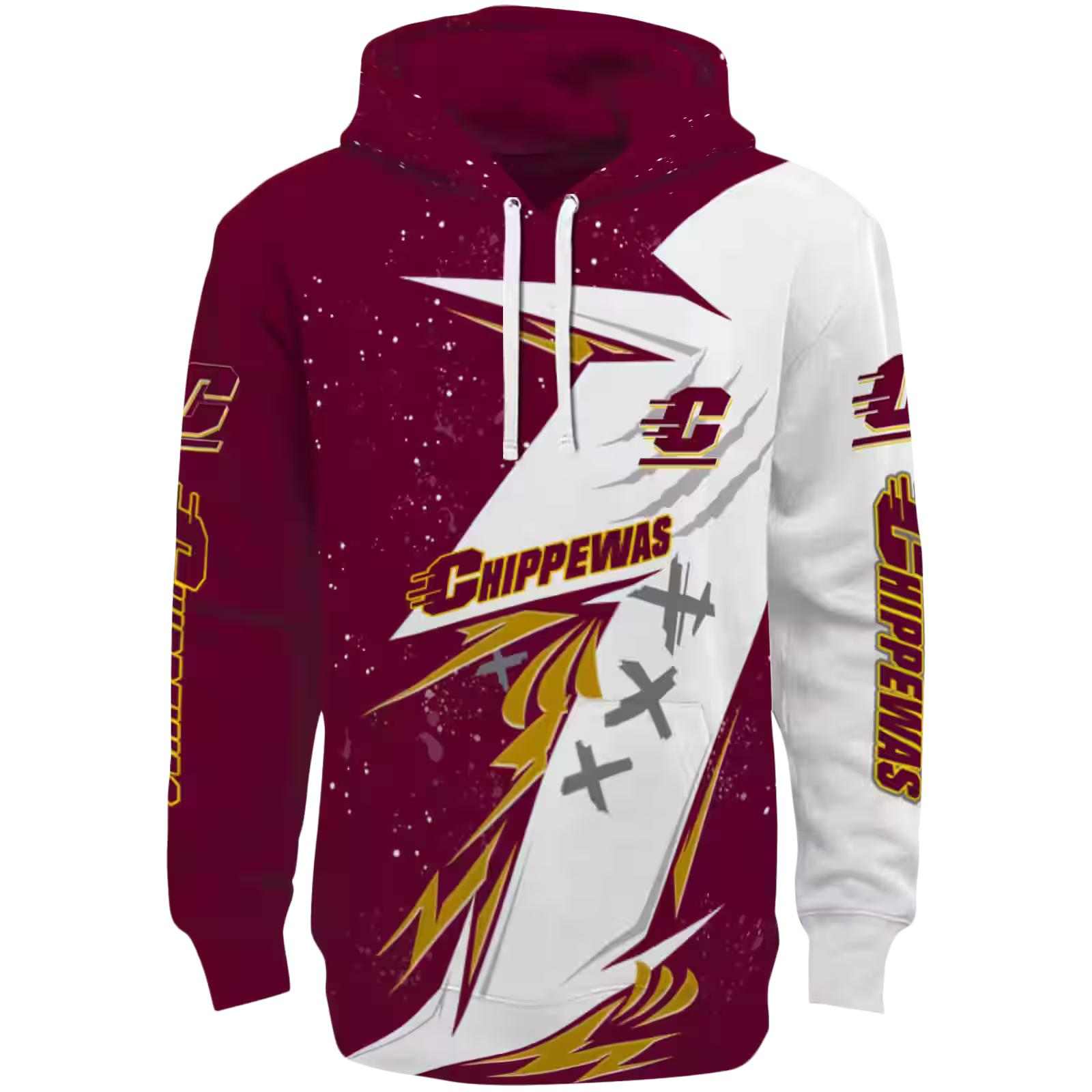 Central Michigan Chippewas Dynamic Slash Maroon White Hoodie