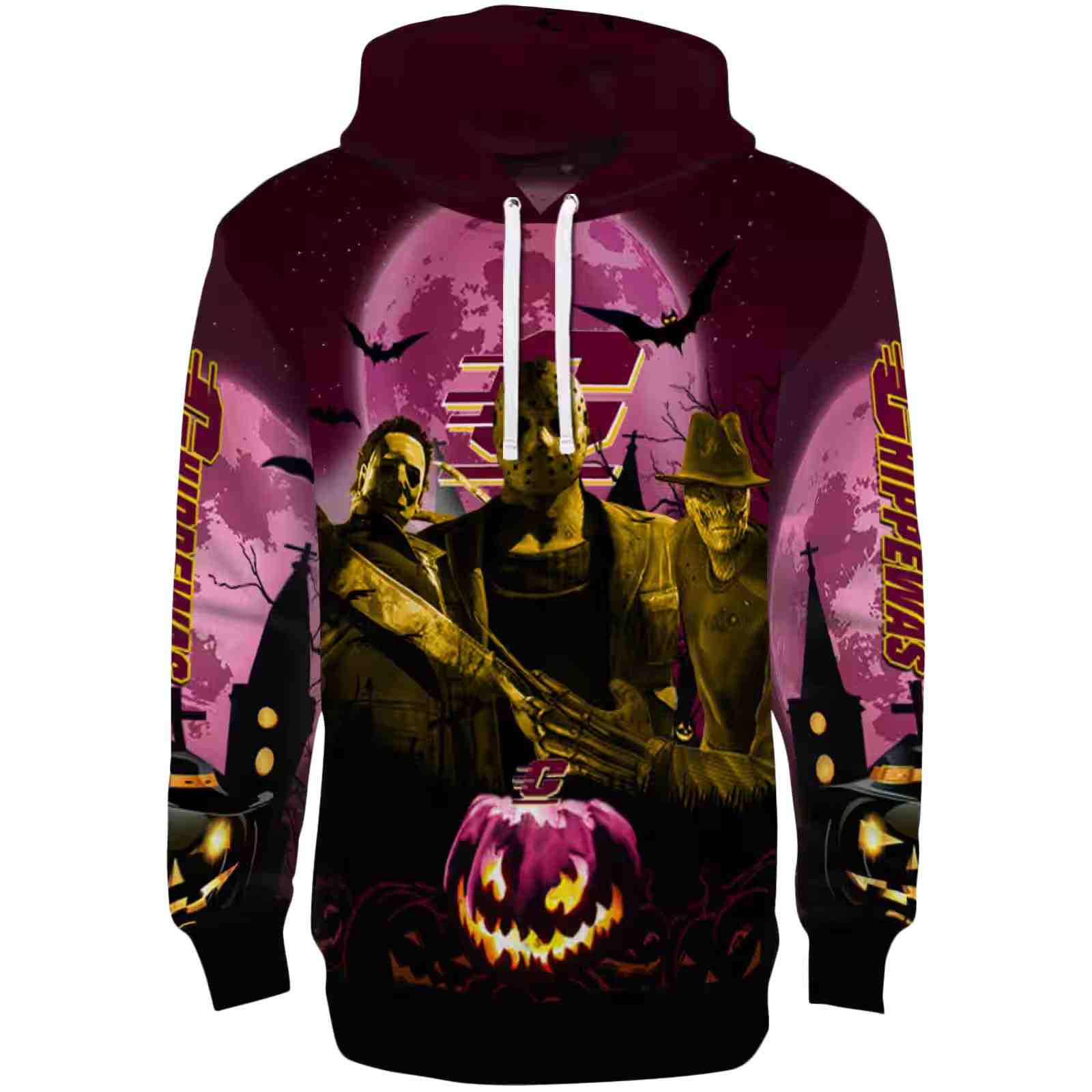 Central Michigan Chippewas Halloween Vibes Maroon Black Hoodie