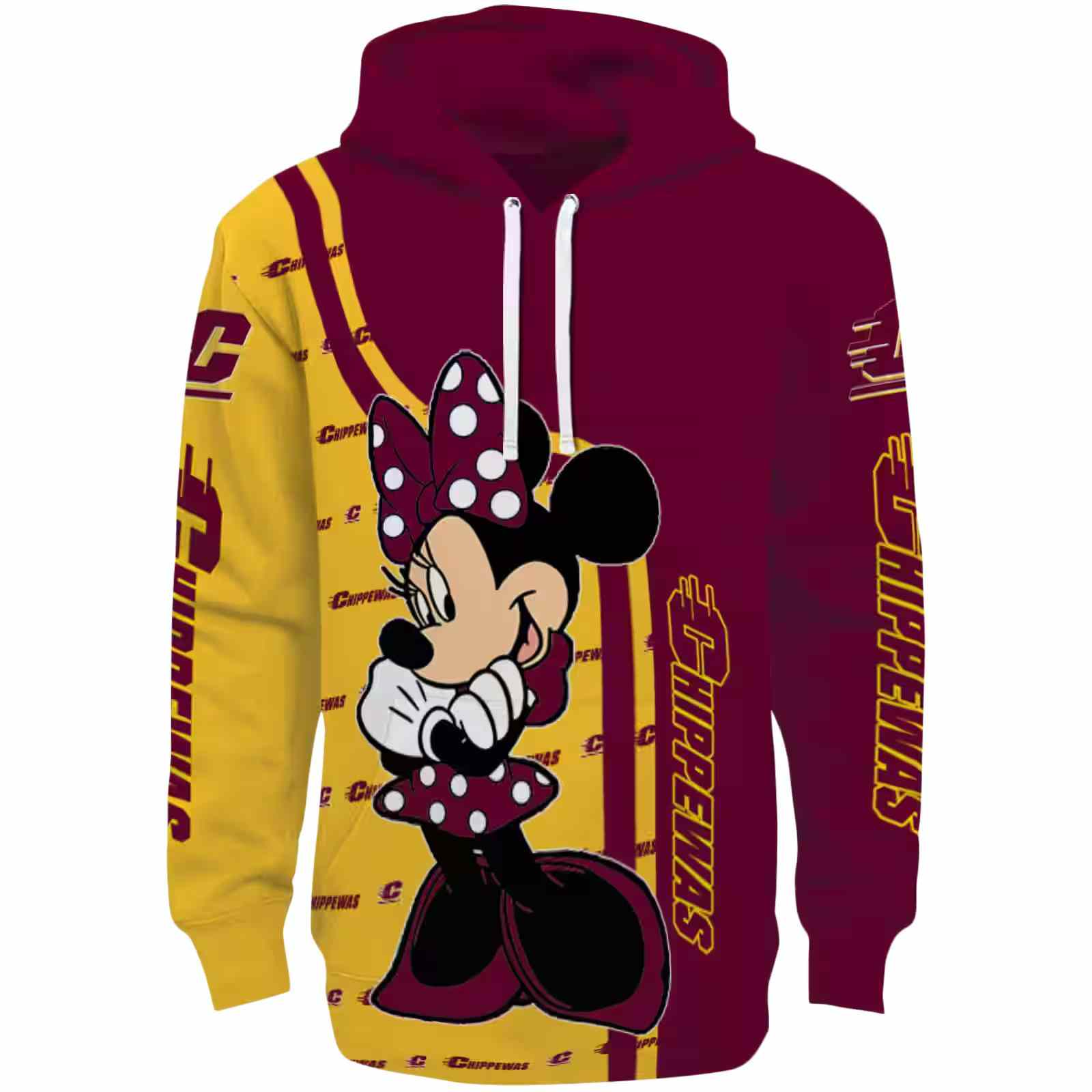 Central Michigan Chippewas Minnie Mouse Maroon Hoodie