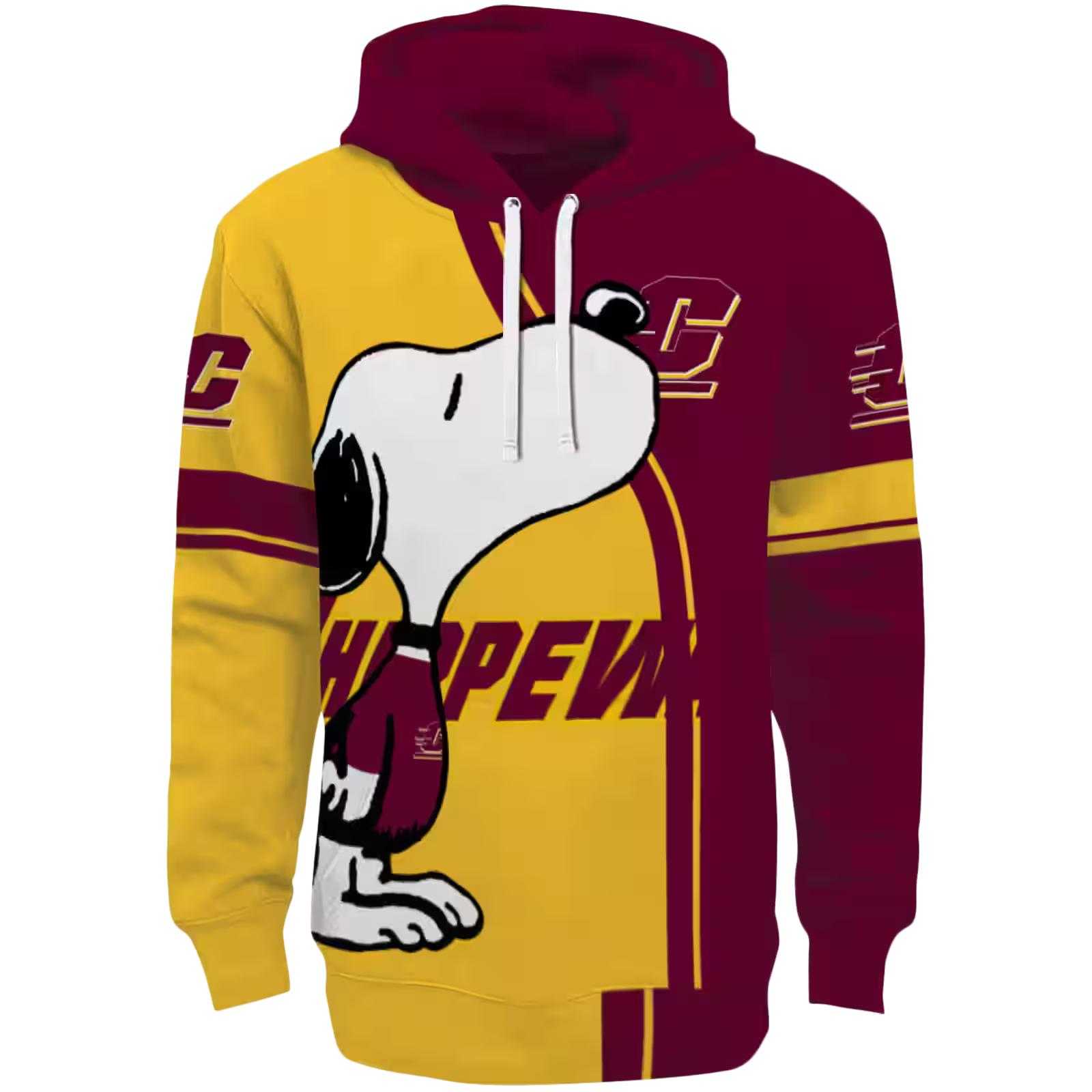 Central Michigan Chippewas Playful Snoopy Maroon Hoodie