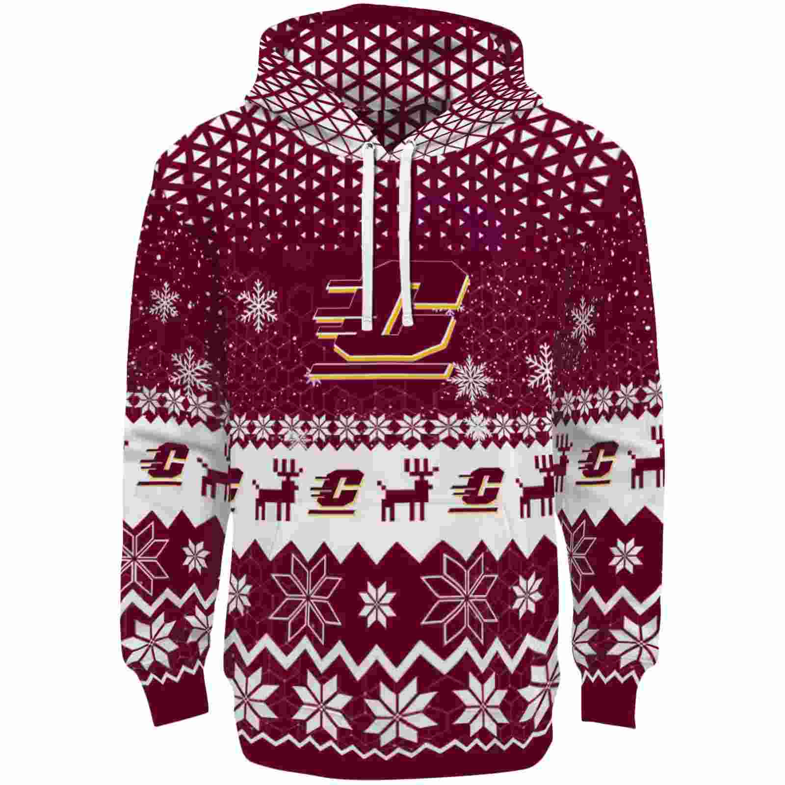 Central Michigan Chippewas Reindeer Motif Maroon Hoodie