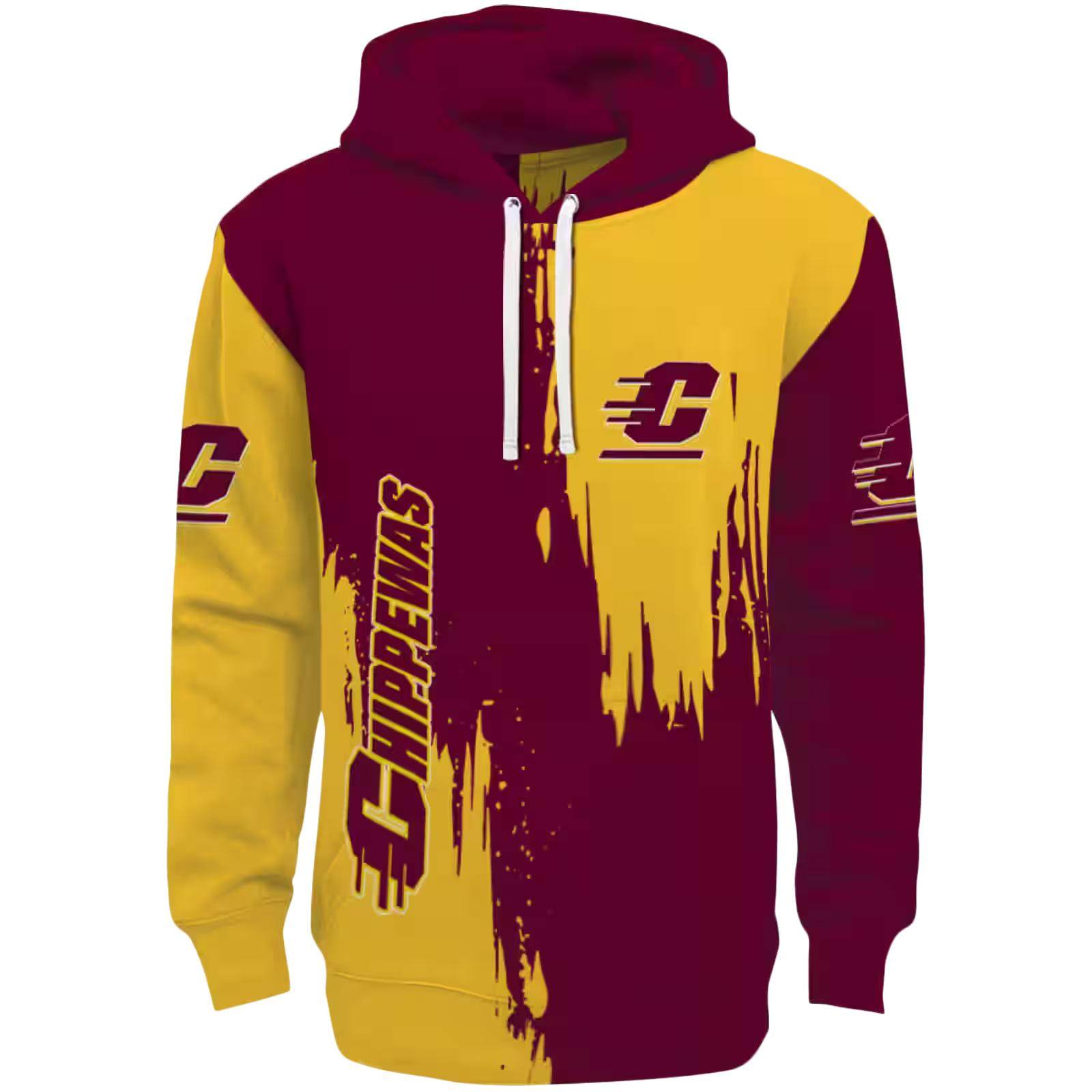 Central Michigan Chippewas Splatter Effect Maroon Hoodie