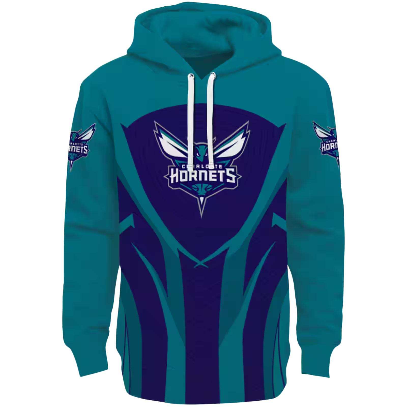 Charlotte Hornets Concentric Lines Teal Black Hoodie