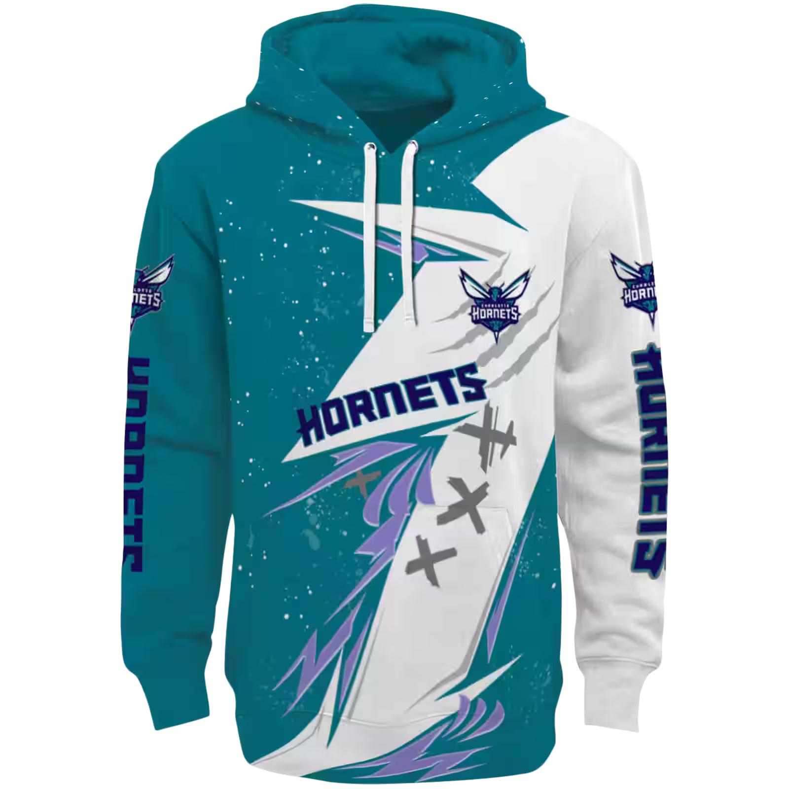 Charlotte Hornets Dynamic Slash Teal White Hoodie