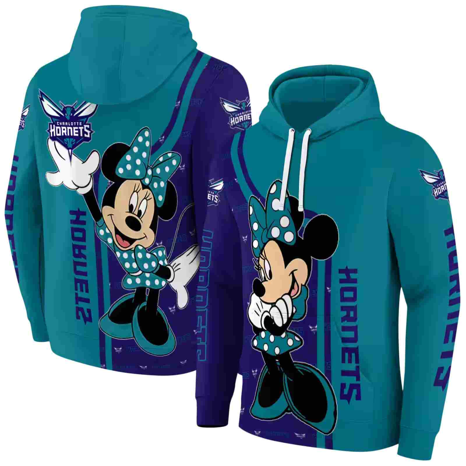 charlotte hornets minnie mouse teal hoodie fashion forward