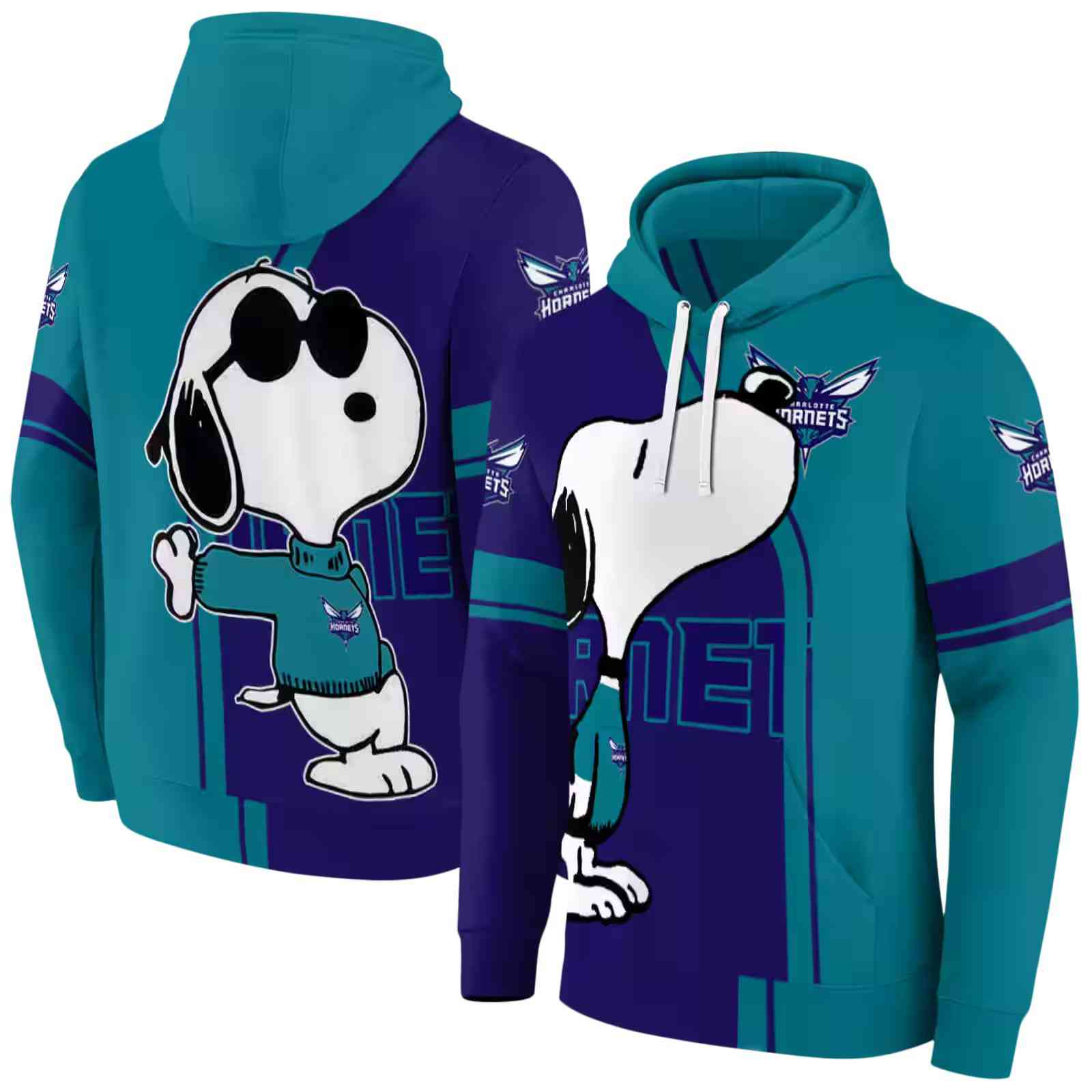 charlotte hornets playful snoopy teal hoodie fashion forward