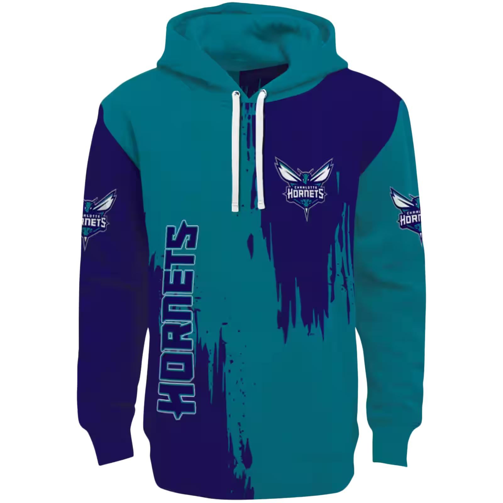 Charlotte Hornets Splatter Effect Teal Hoodie