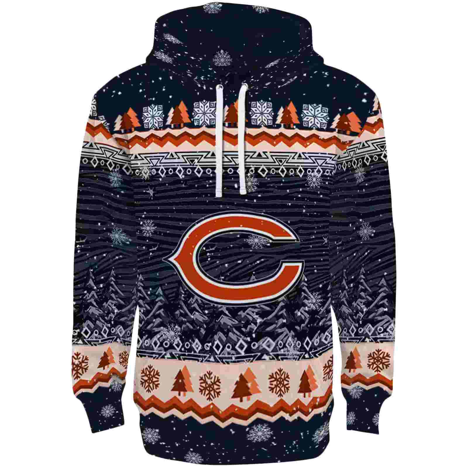 Chicago Bears Christmas Trees Blue Hoodie