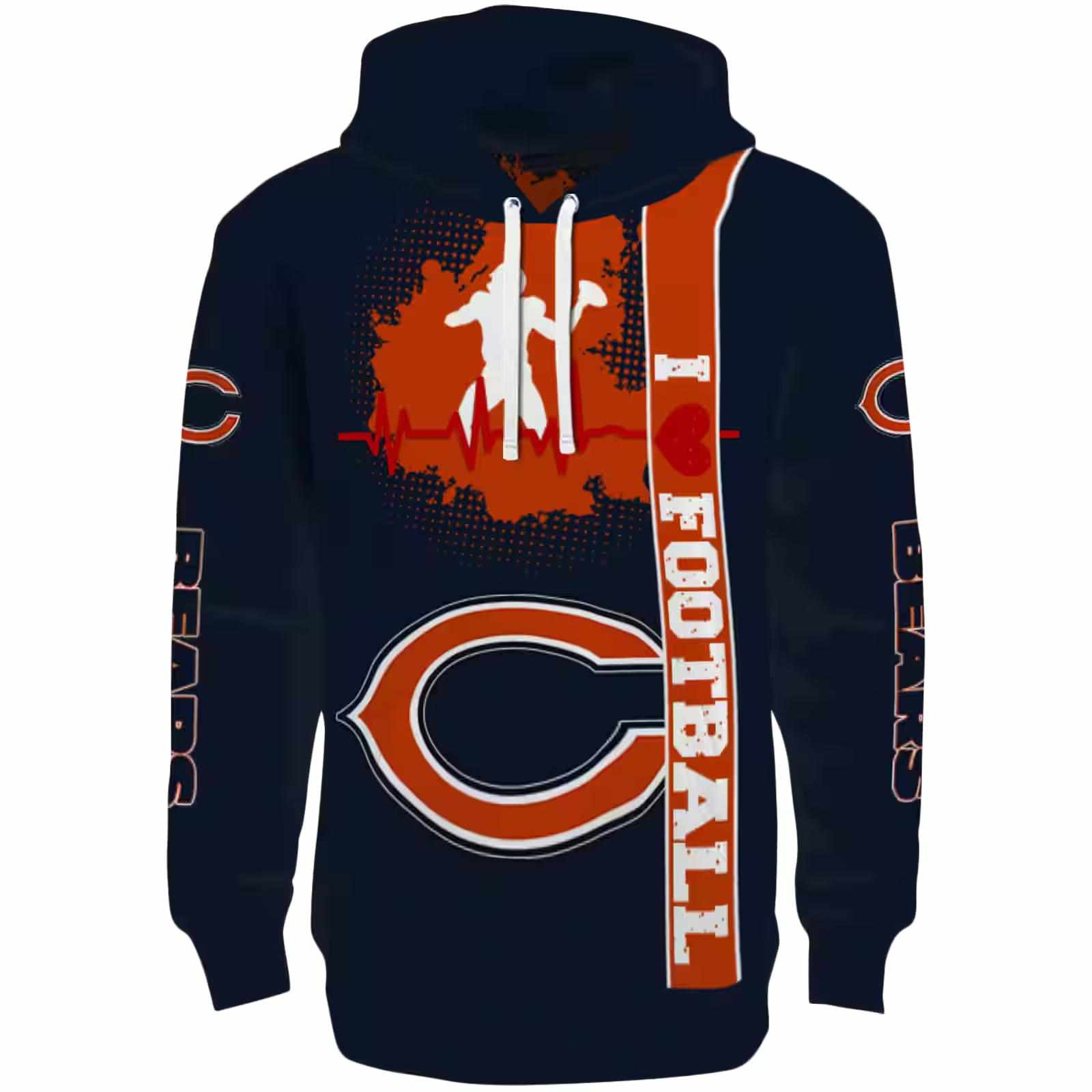 Chicago Bears Football Heartbeat Blue Hoodie