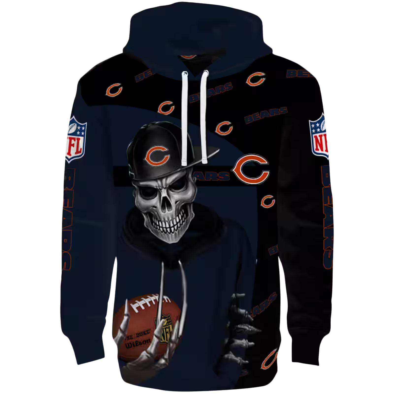 Chicago Bears Grim Vibe Blue Black Hoodie