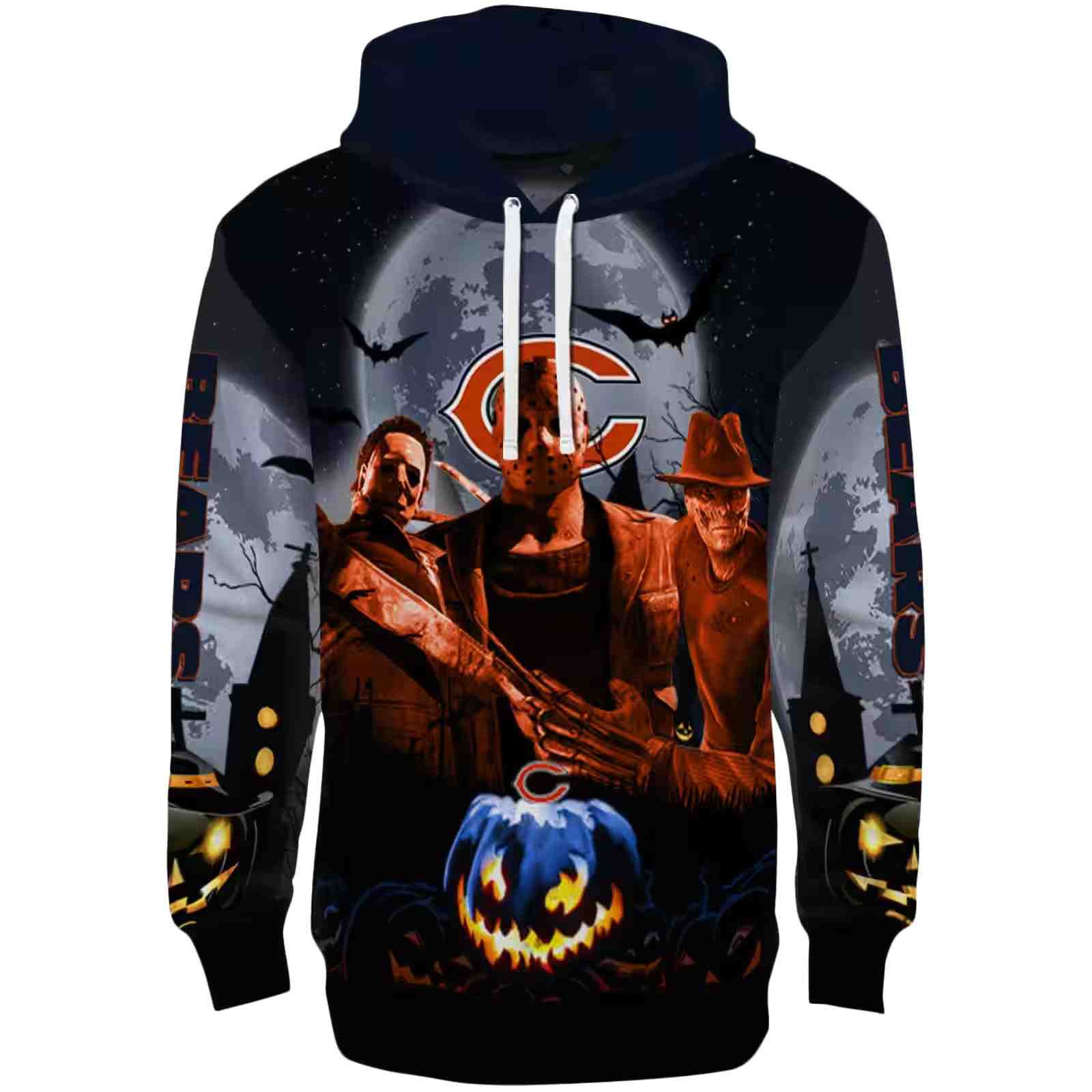 Chicago Bears Halloween Vibes Blue Black Hoodie