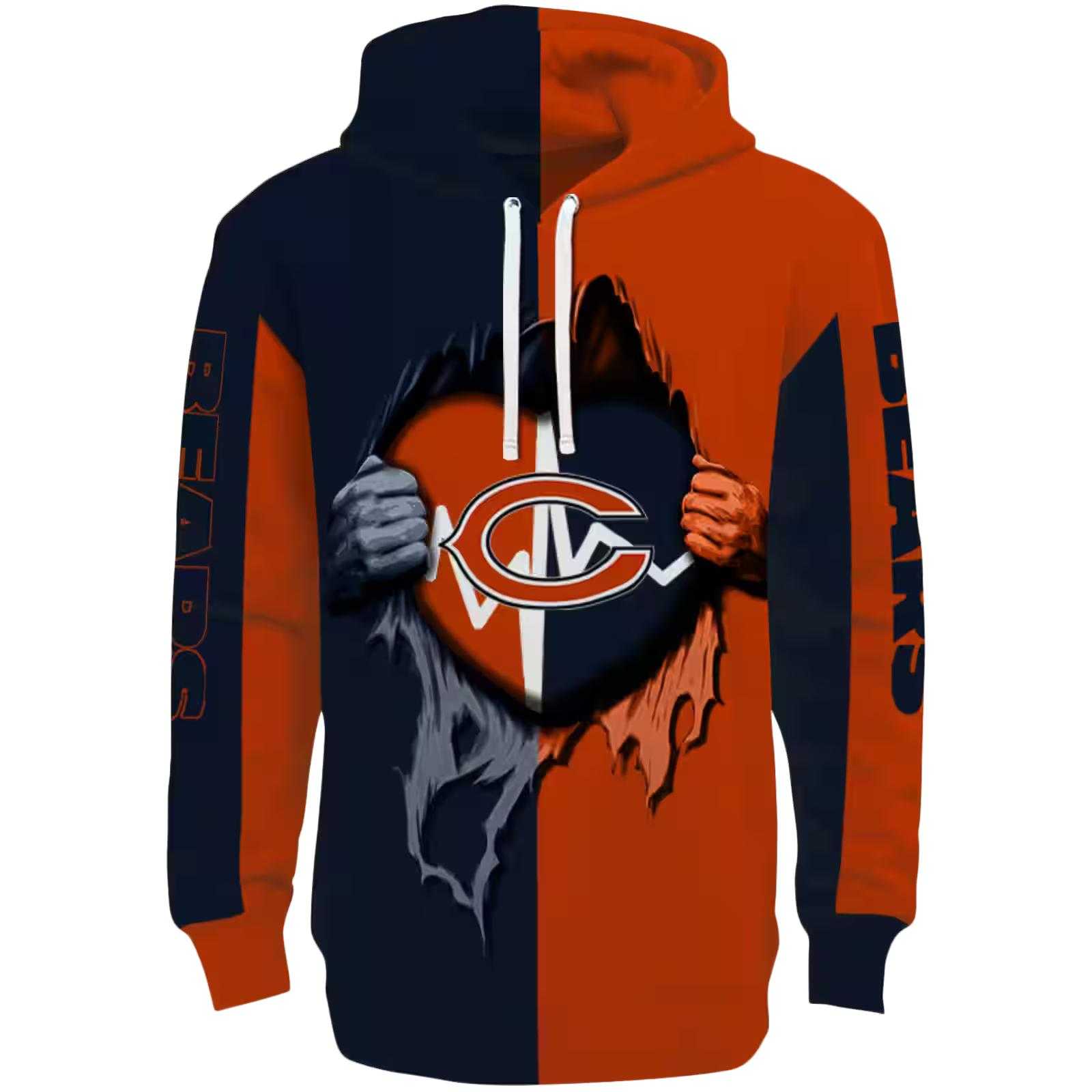 Chicago Bears Heartbeat Graphic Blue Hoodie