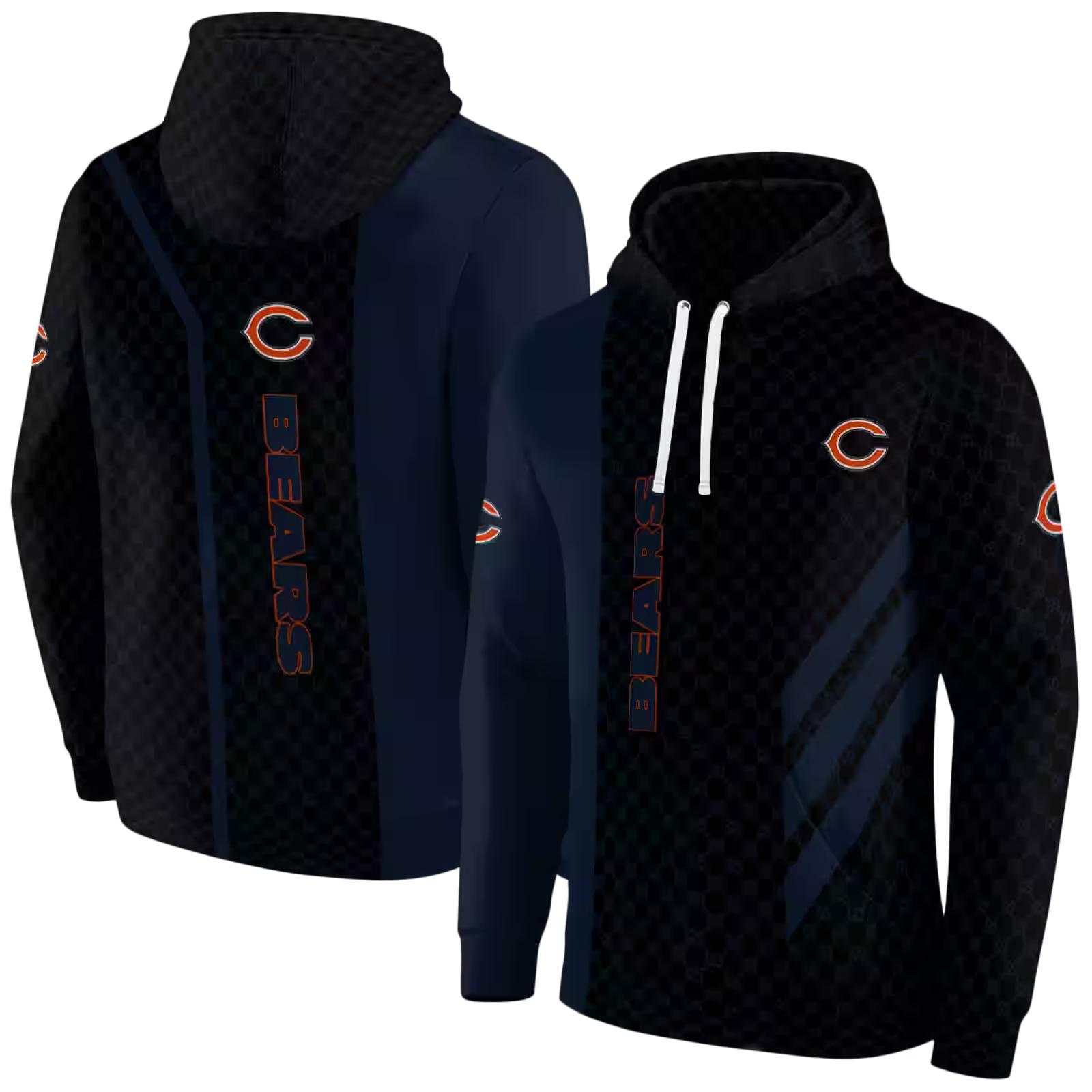 chicago bears monogram pattern blue hoodie fashion forward