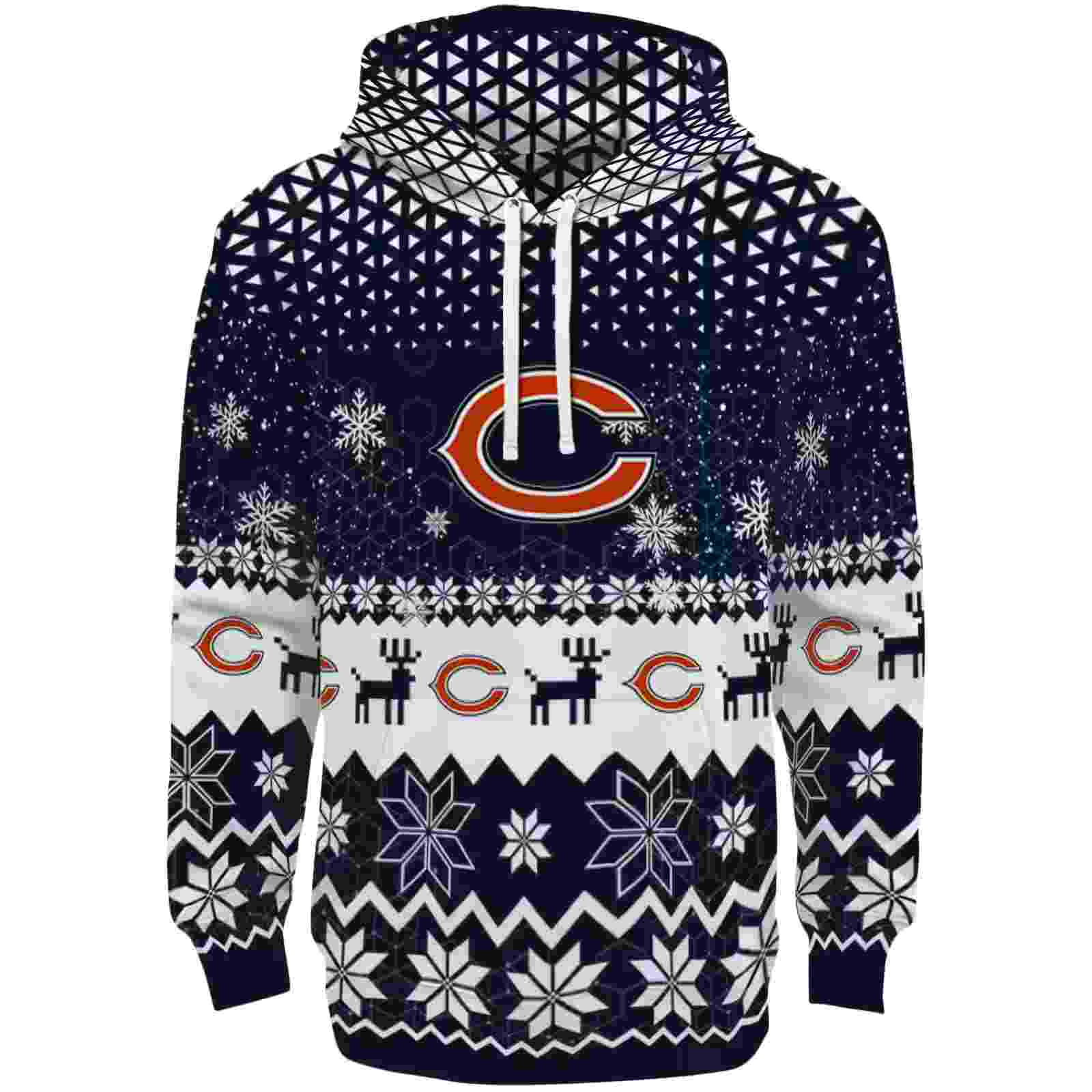 Chicago Bears Reindeer Motif Blue Hoodie