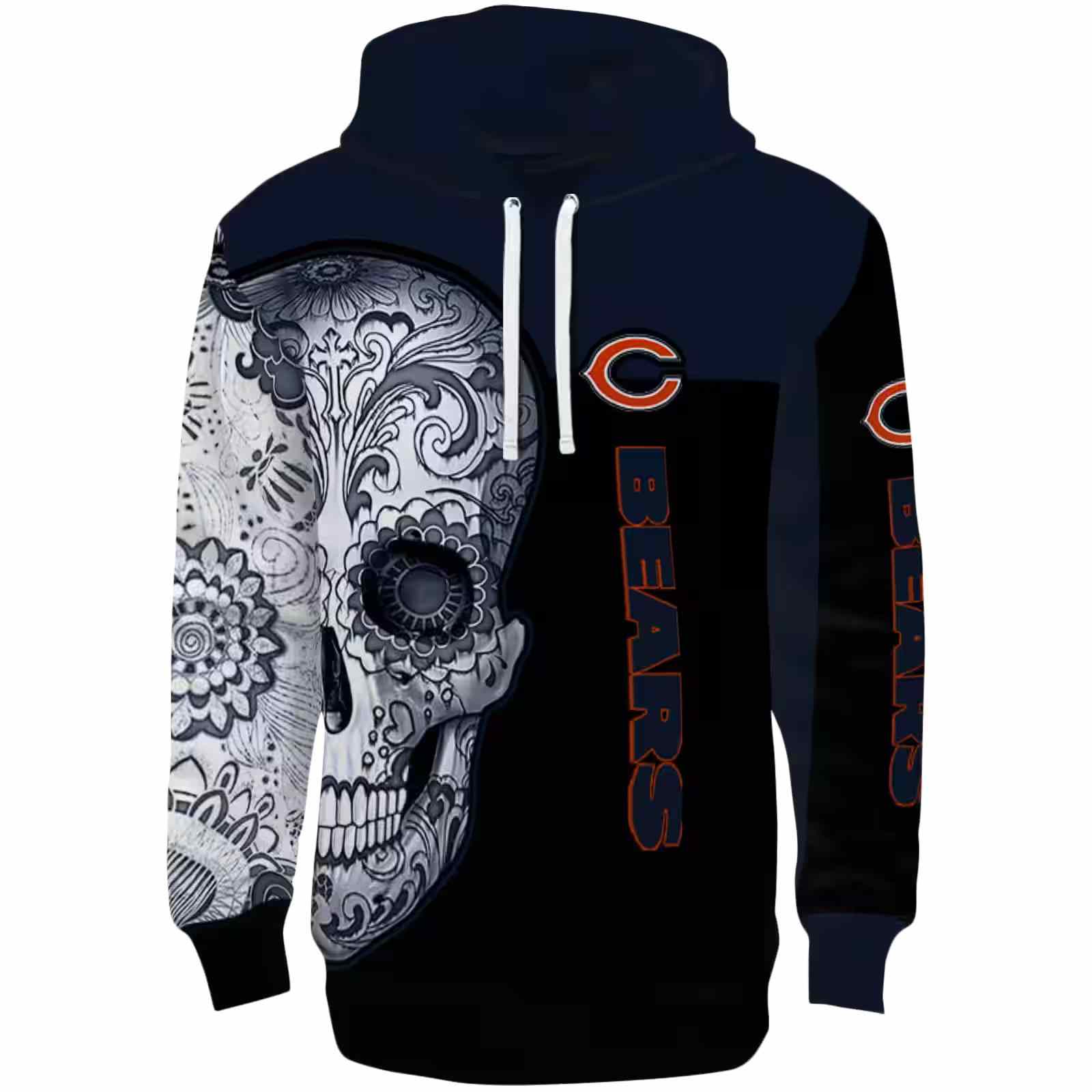 Chicago Bears Sugar Skull Blue Black Hoodie