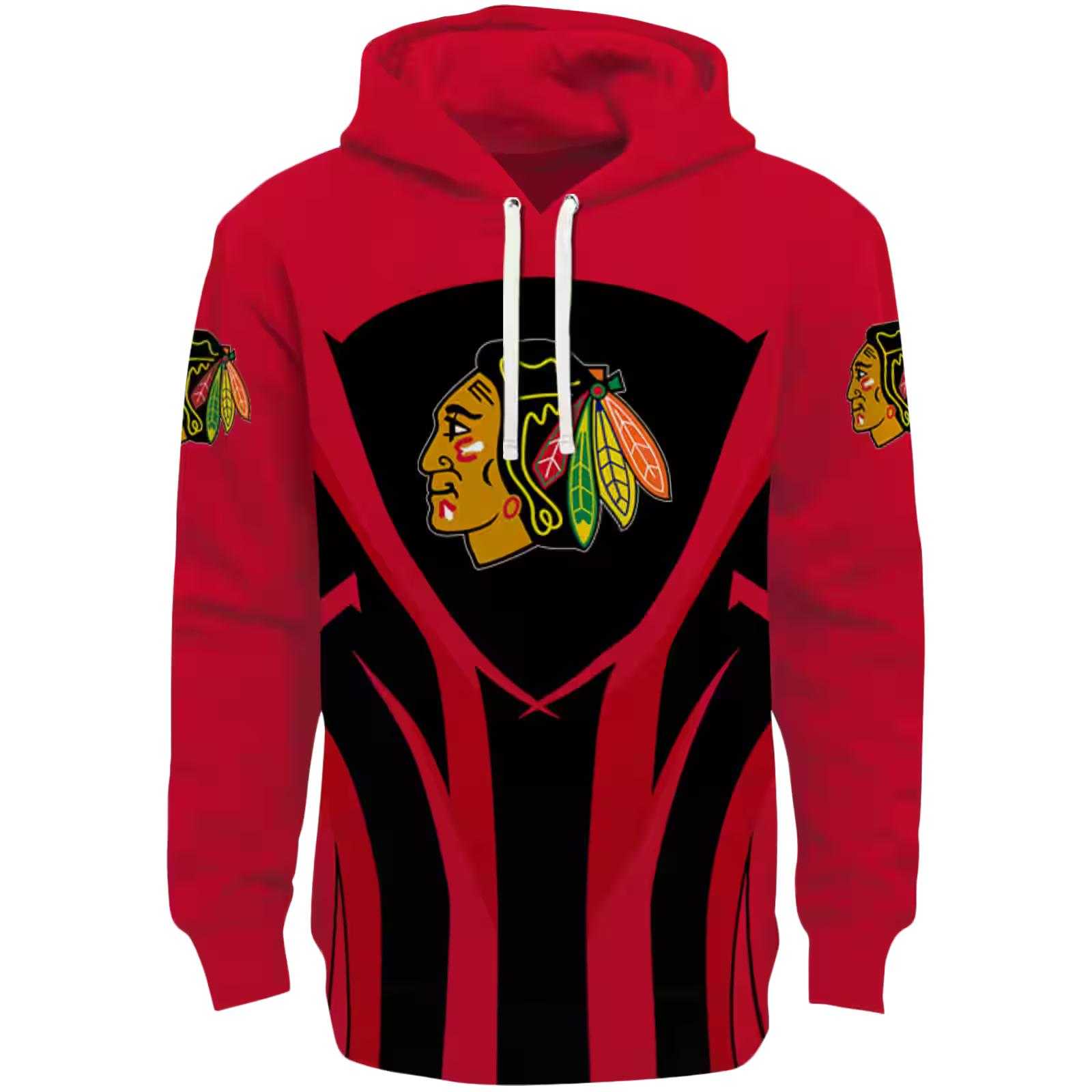 Chicago Blackhawks Concentric Lines Red Black Hoodie