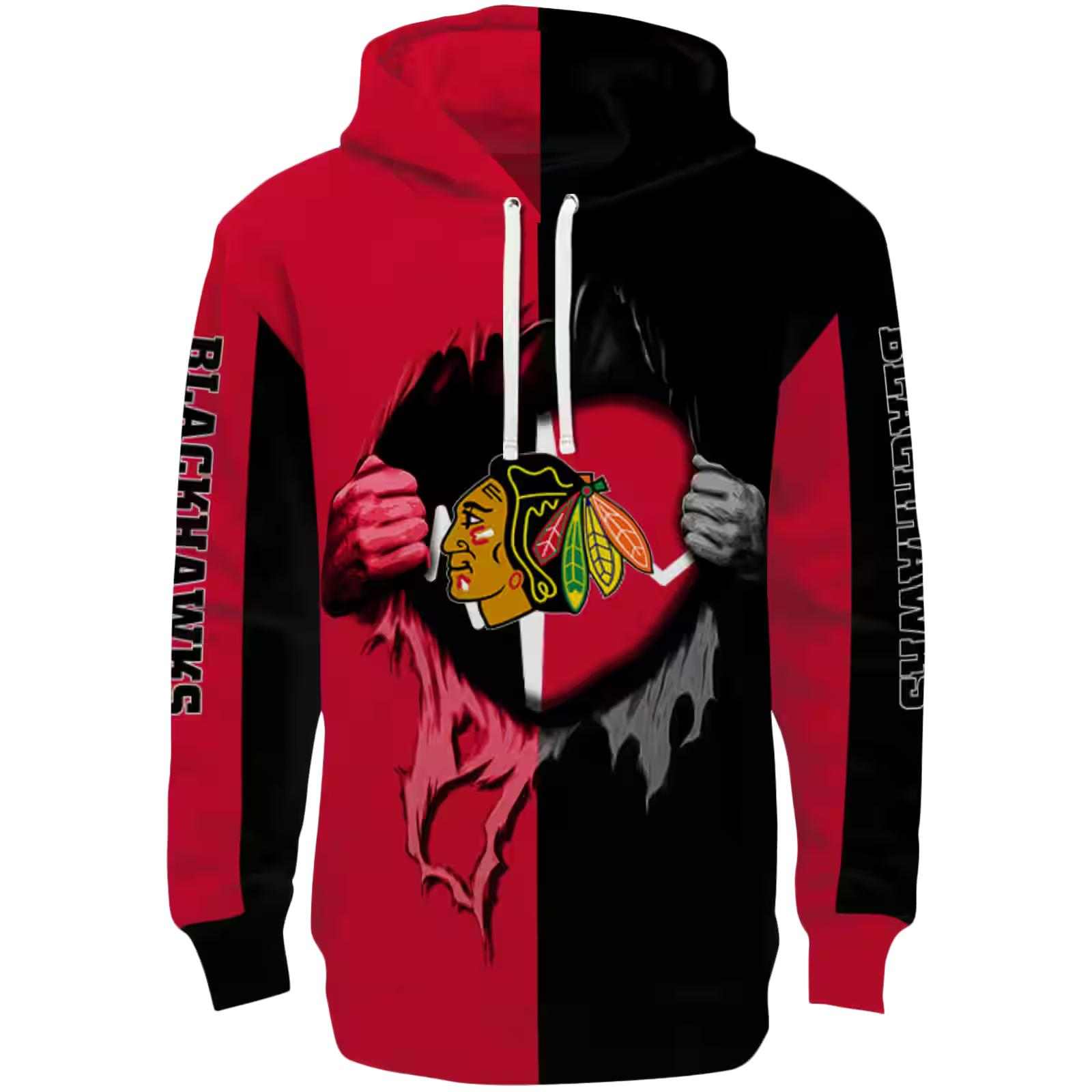 Chicago Blackhawks Heartbeat Graphic Red Hoodie