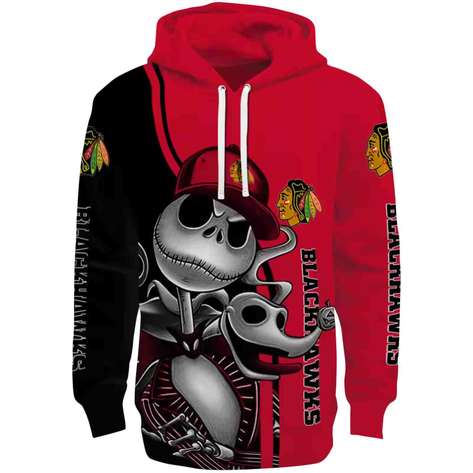 Chicago Blackhawks Jack Skellington Red Hoodie