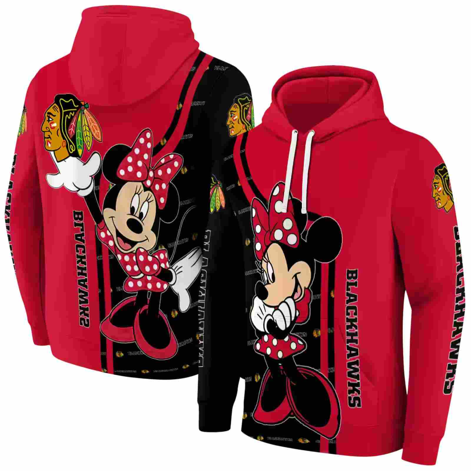 chicago blackhawks minnie mouse red hoodie fashion forward