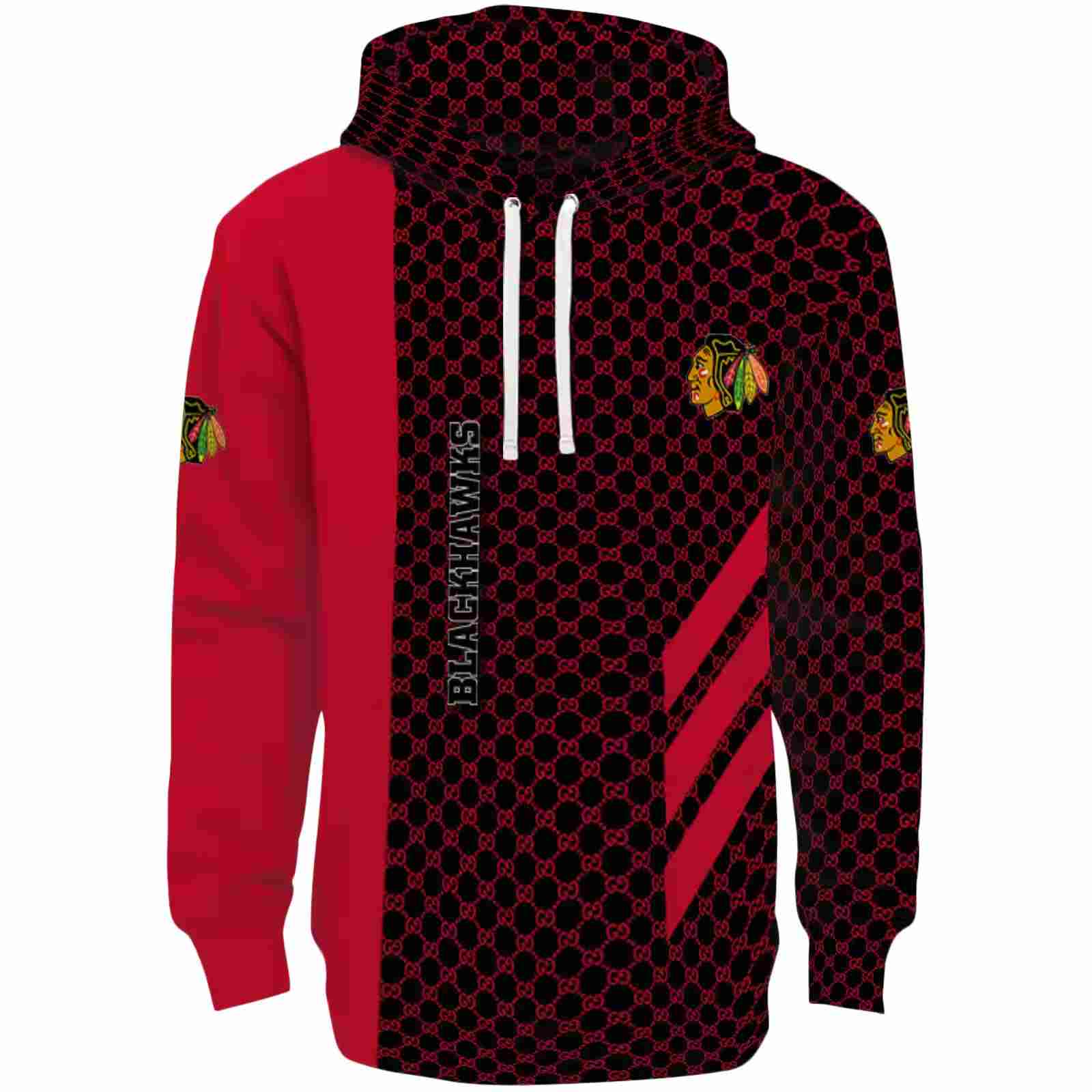 Chicago Blackhawks Monogram Pattern Red Hoodie