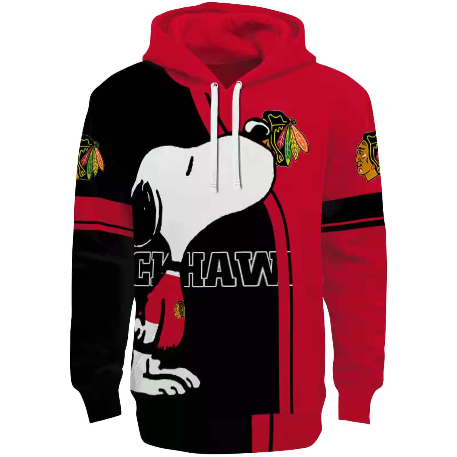 Chicago Blackhawks Playful Snoopy Red Hoodie