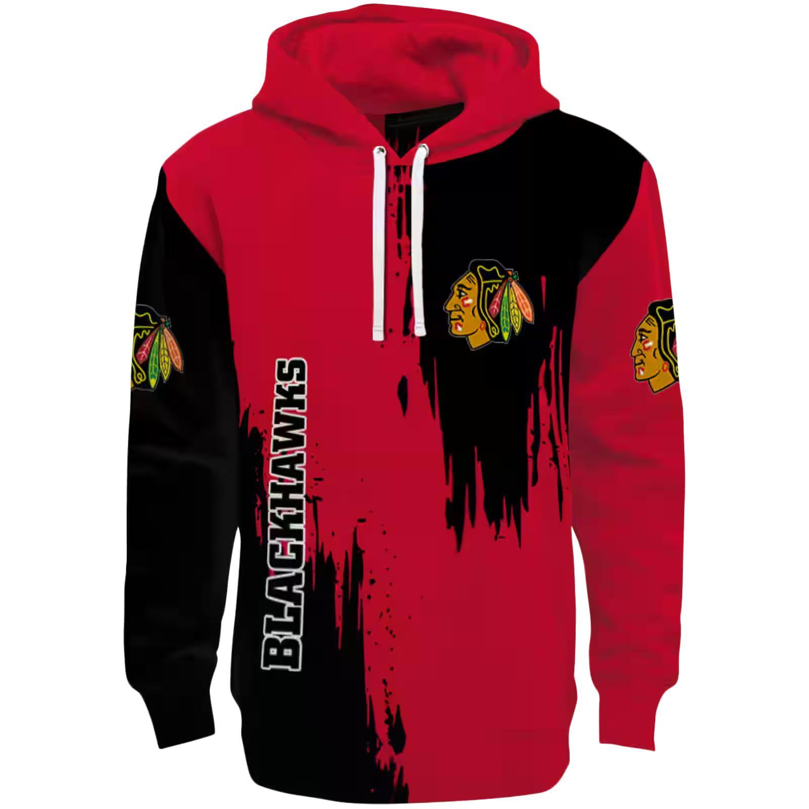 Chicago Blackhawks Splatter Effect Red Hoodie