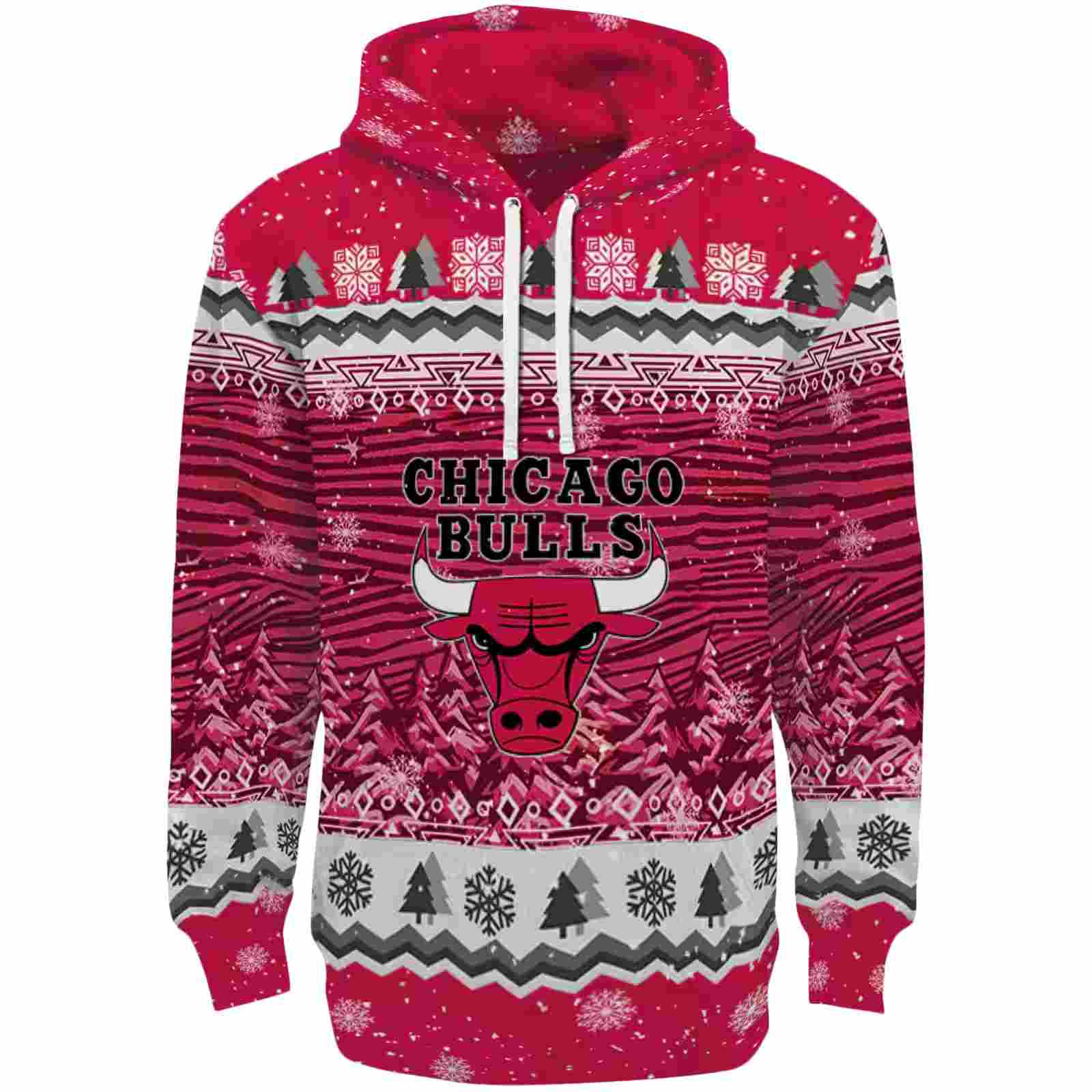 Chicago Bulls Christmas Trees Red Hoodie