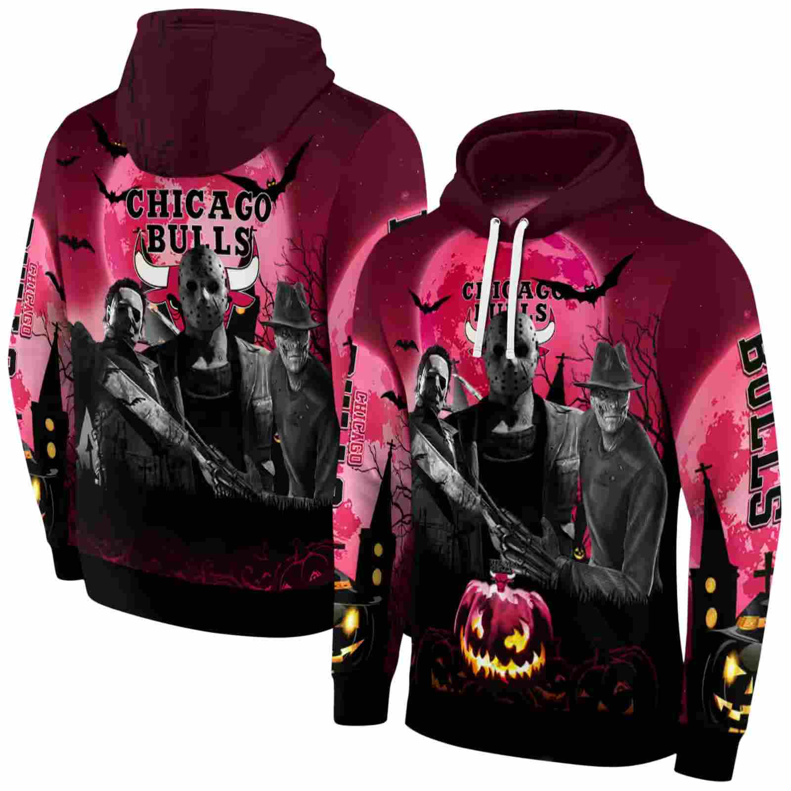 chicago bulls halloween vibes red black hoodie fashion forward