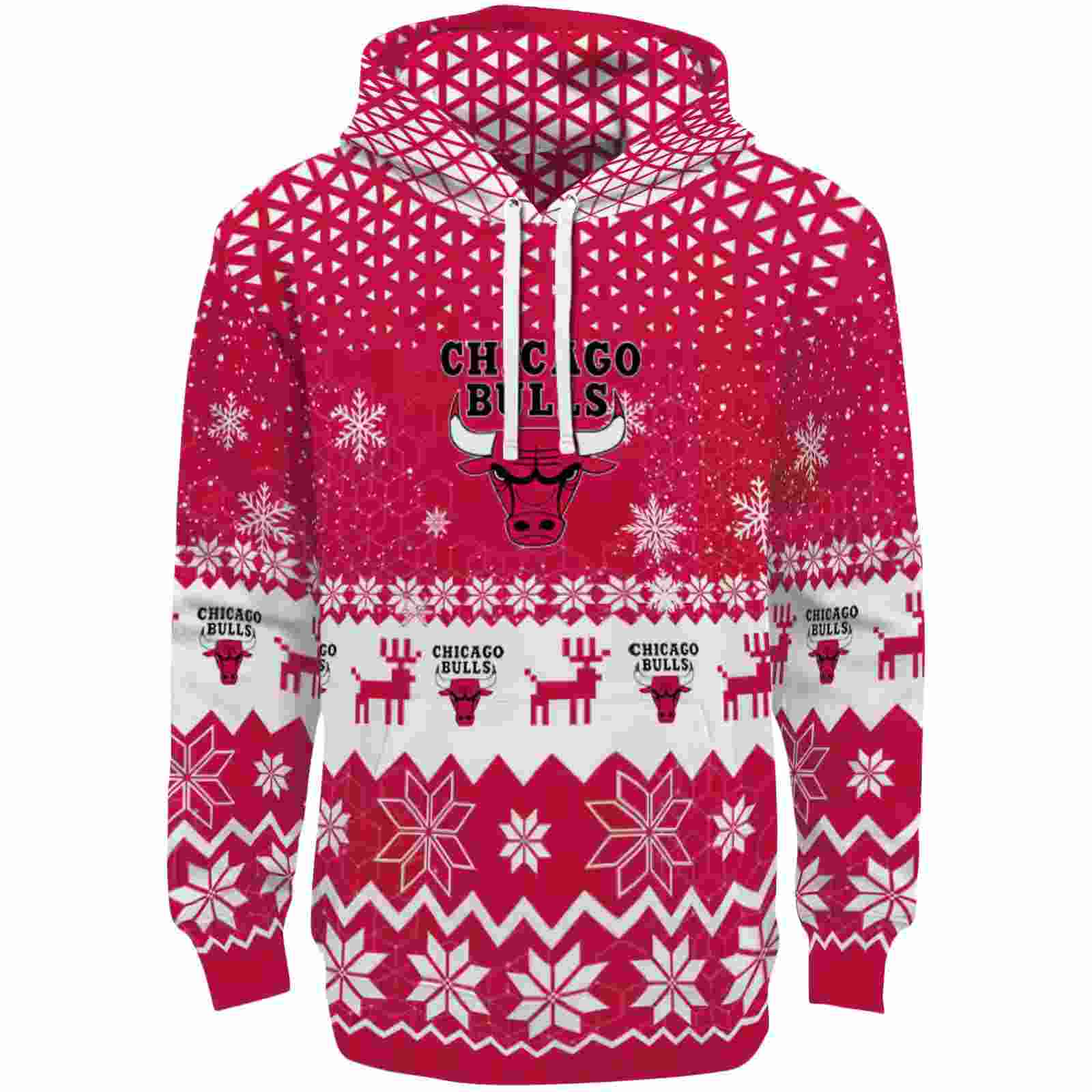 Chicago Bulls Reindeer Motif Red Hoodie