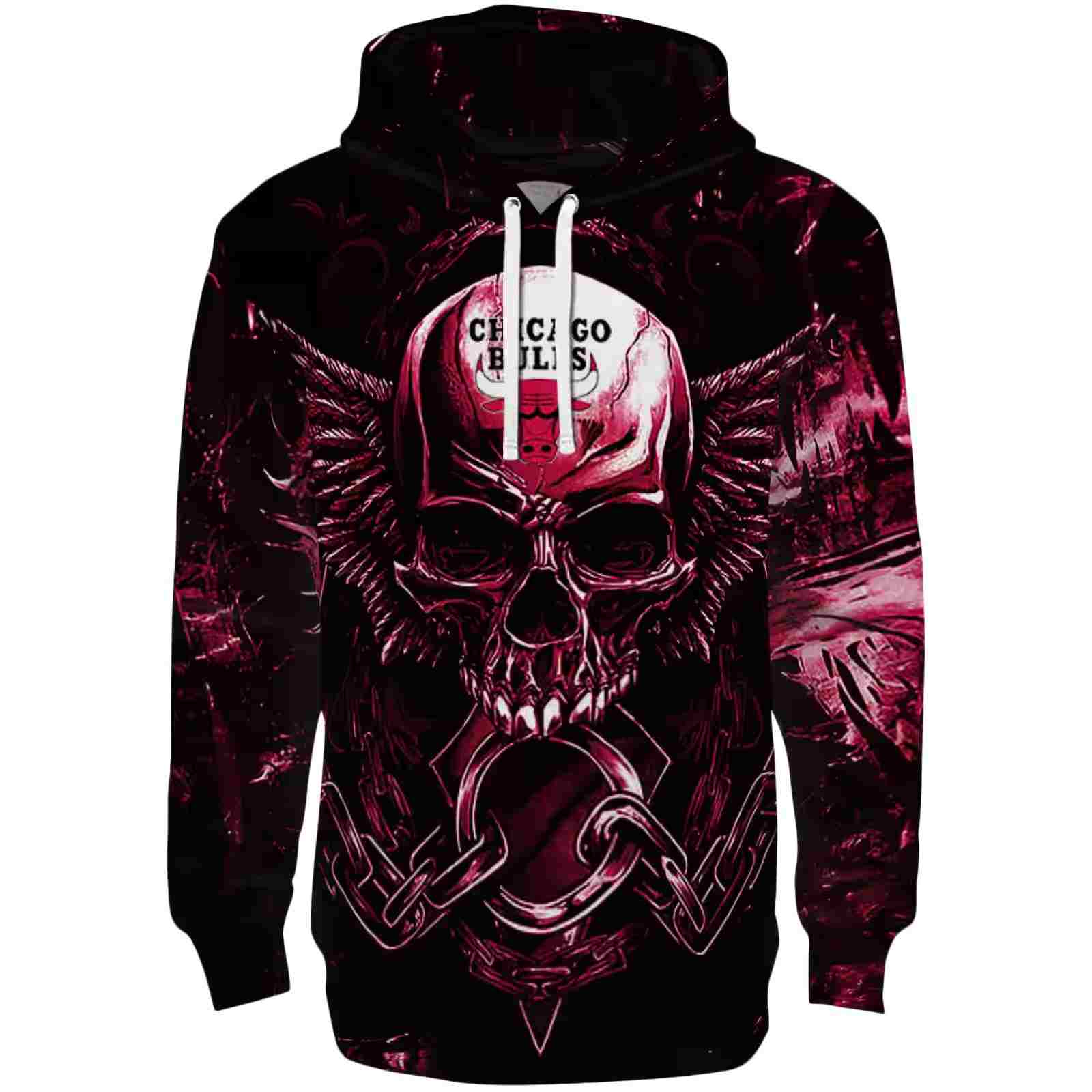 Chicago Bulls Skull Artwork Red Black Hoodie