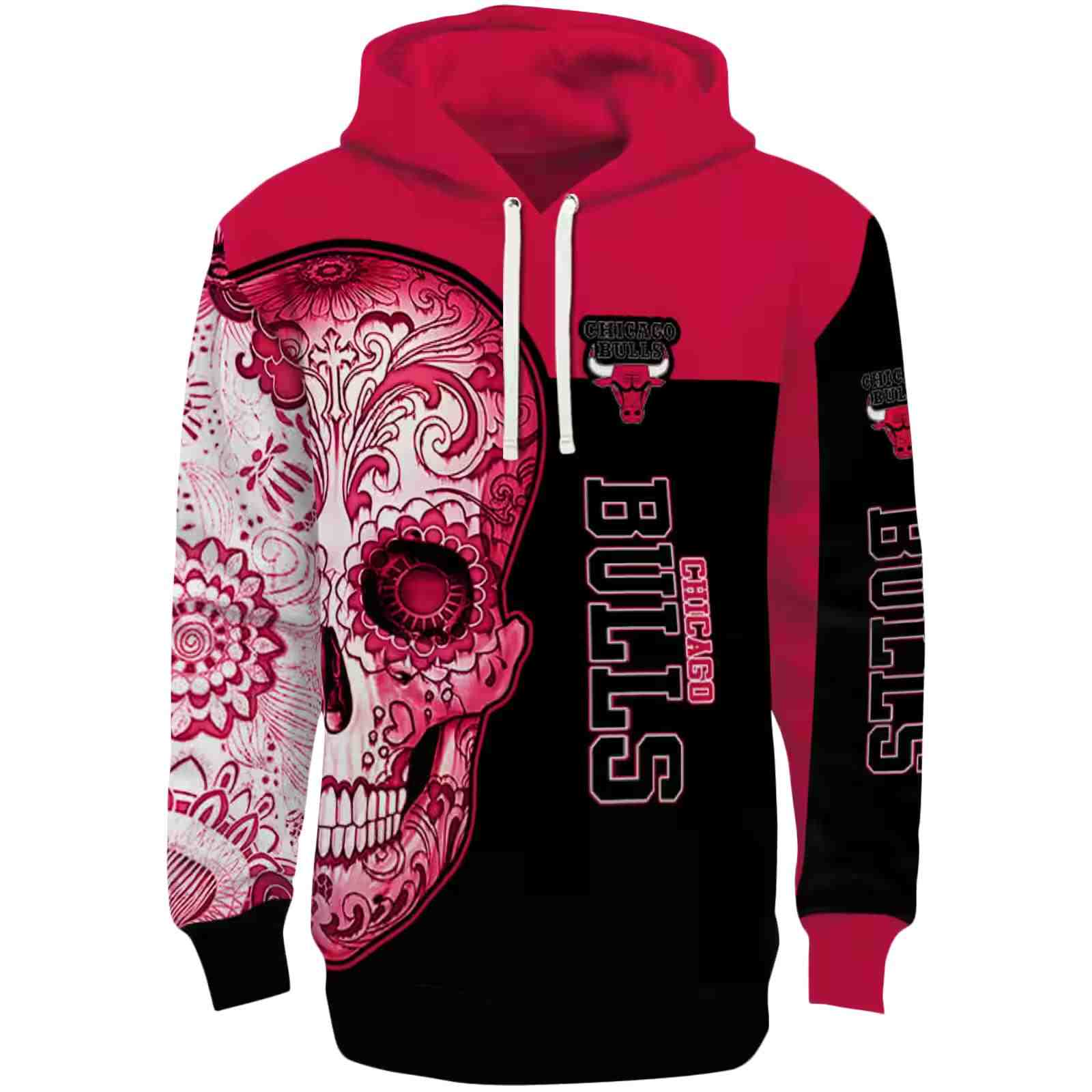 Chicago Bulls Sugar Skull Red Black Hoodie