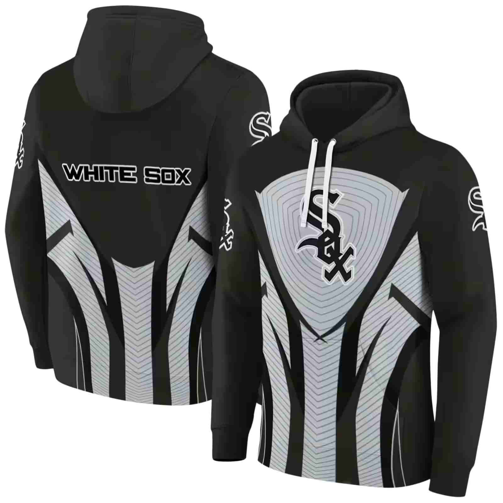 chicago white sox concentric lines black hoodie fashion forward