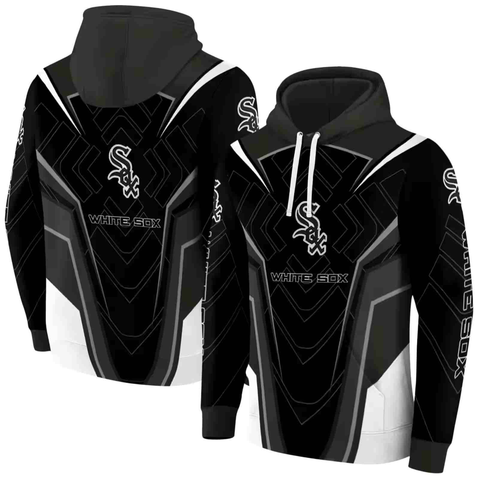 chicago white sox futuristic pattern black hoodie fashion forward