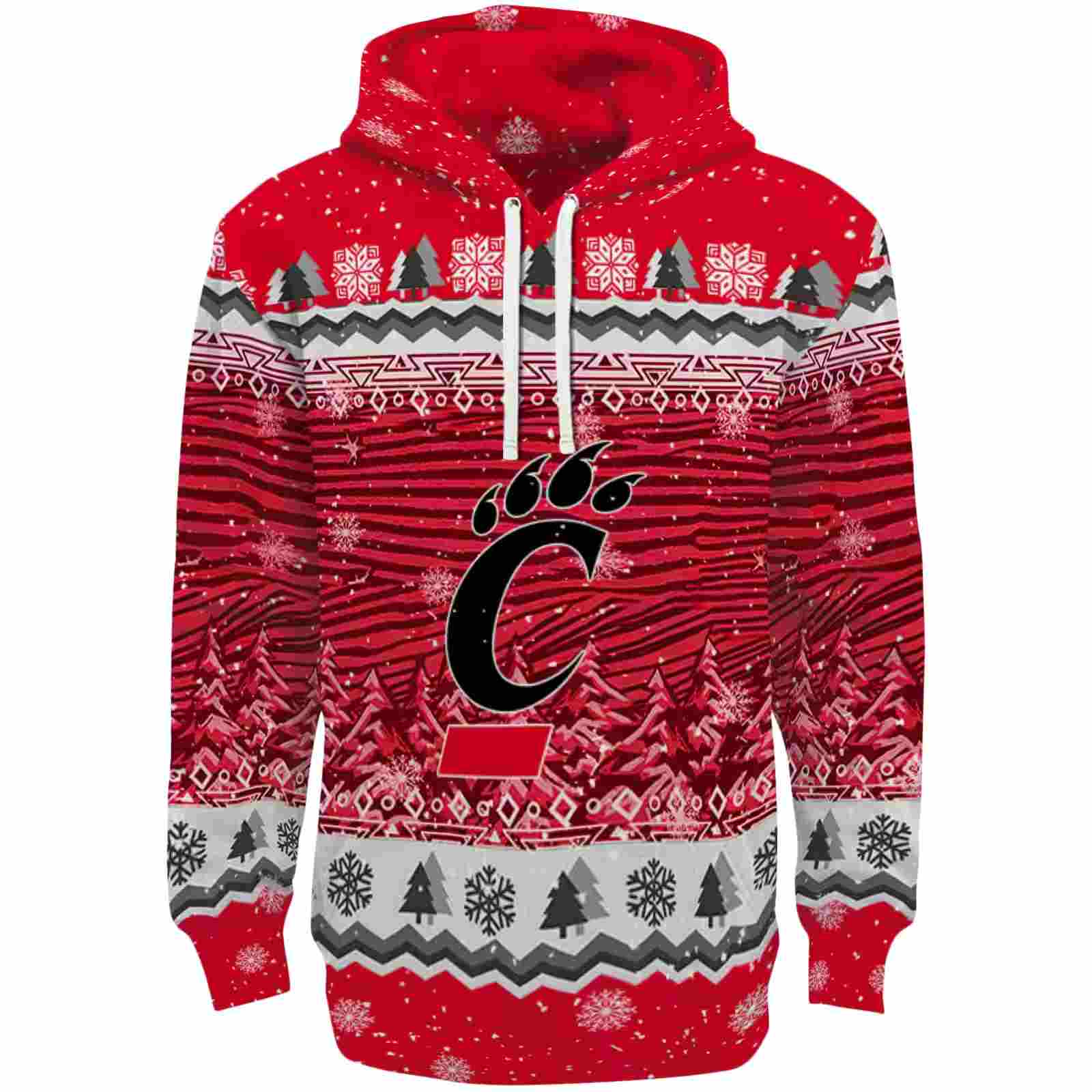 Cincinnati Bearcats Christmas Trees Red Hoodie