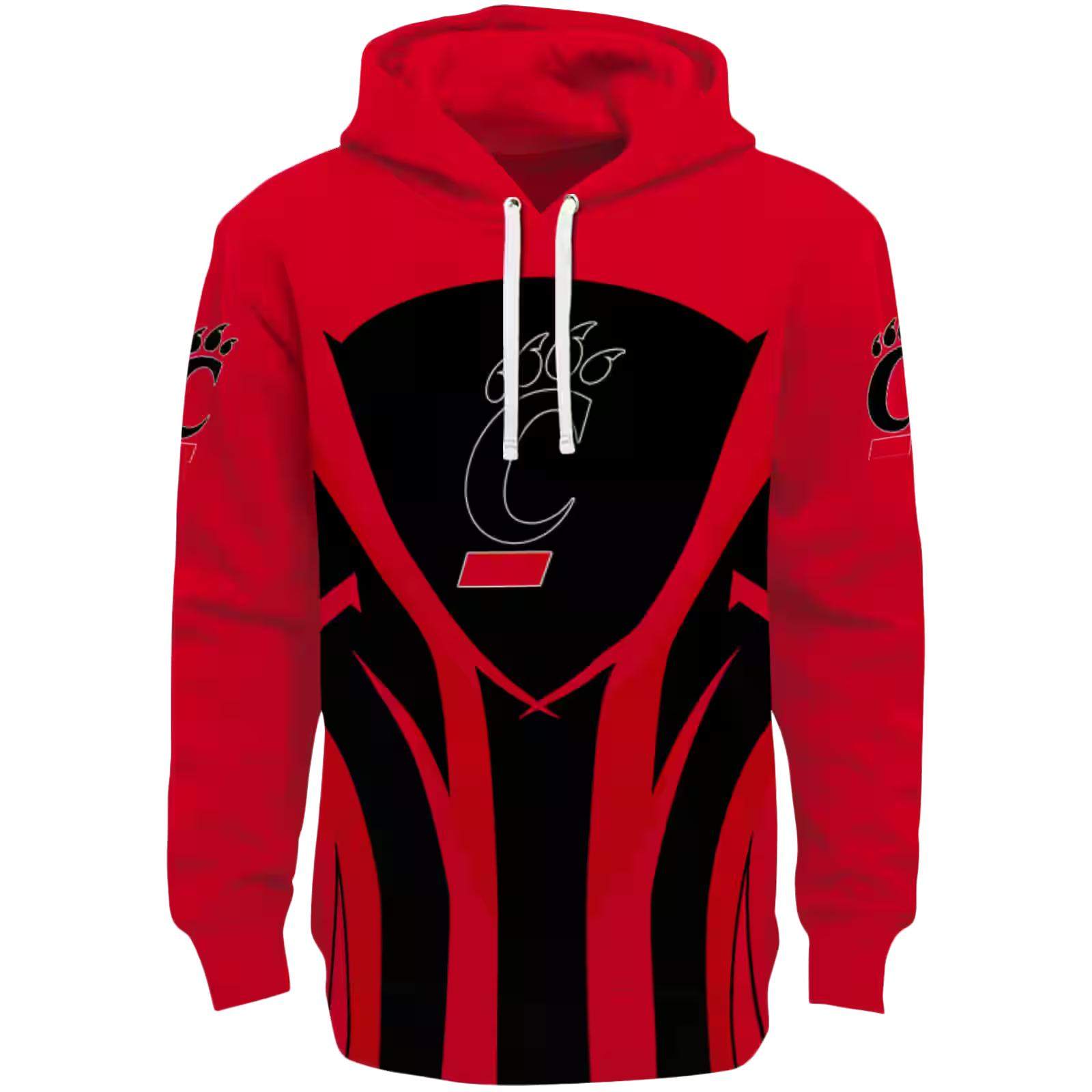 Cincinnati Bearcats Concentric Lines Red Black Hoodie