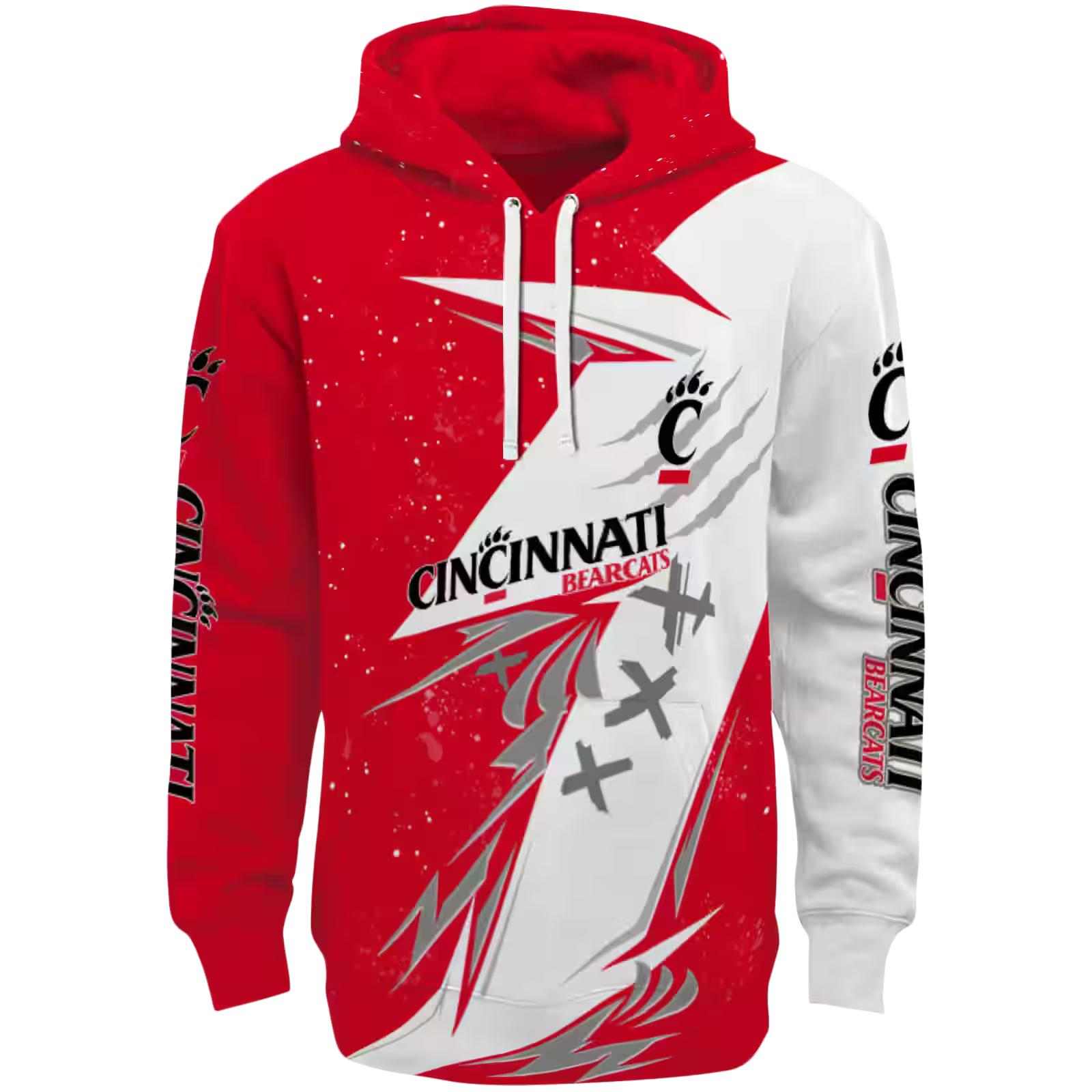 Cincinnati Bearcats Dynamic Slash Red White Hoodie