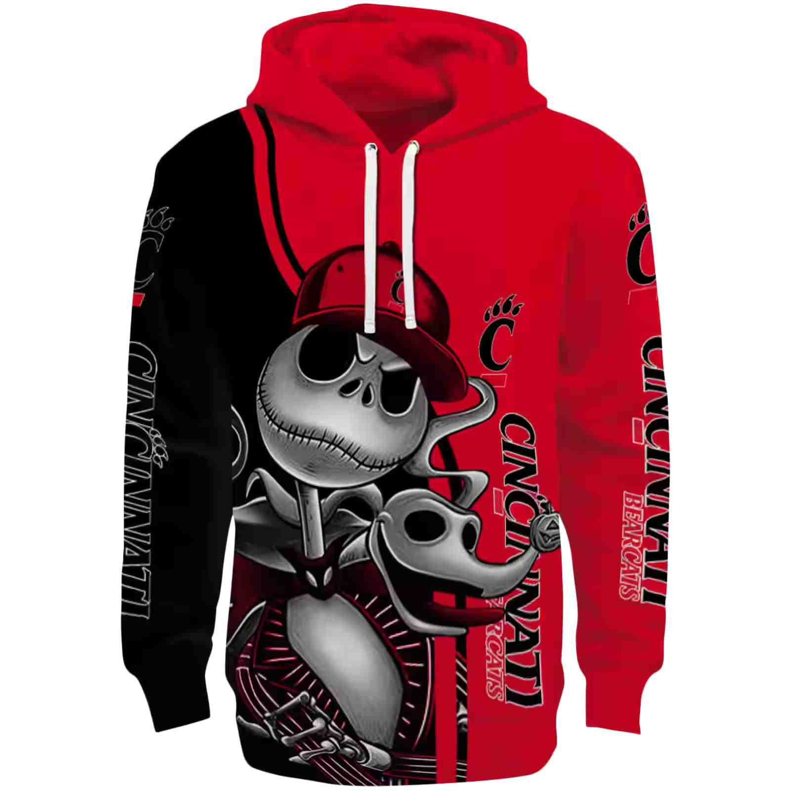 Cincinnati Bearcats Jack Skellington Red Hoodie