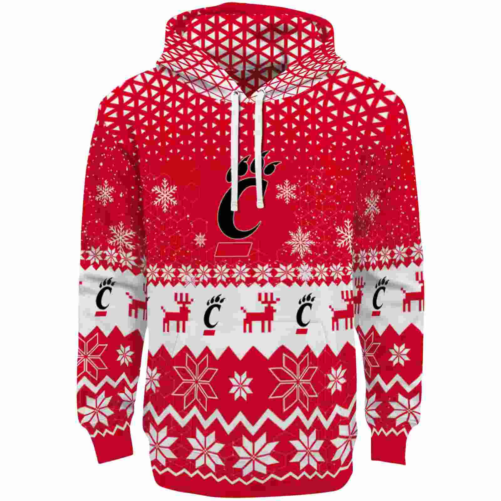 Cincinnati Bearcats Reindeer Motif Red Hoodie