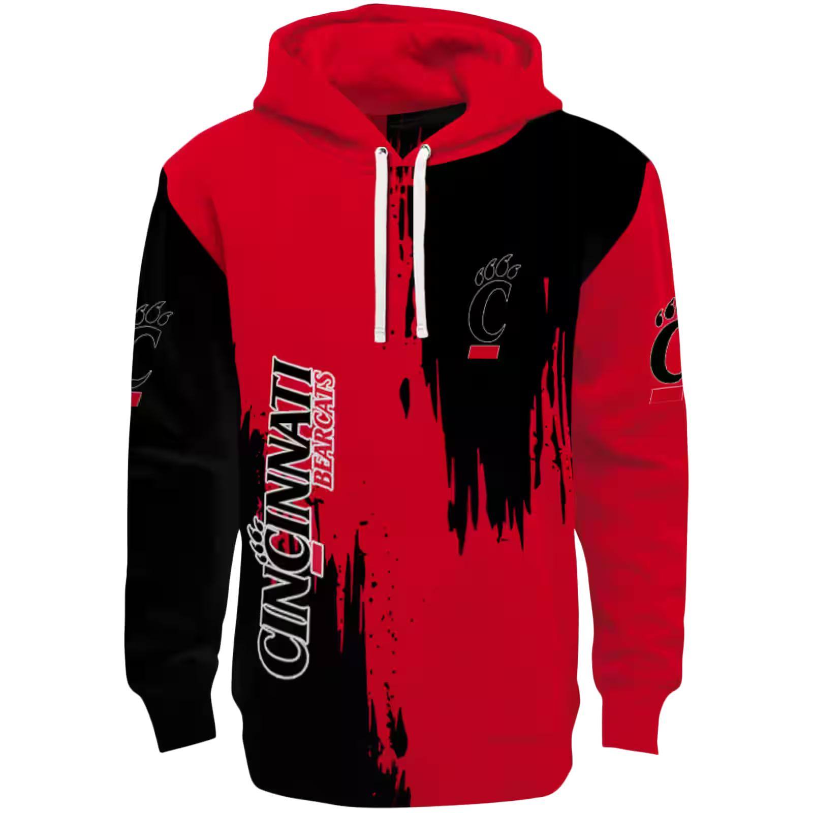 Cincinnati Bearcats Splatter Effect Red Hoodie