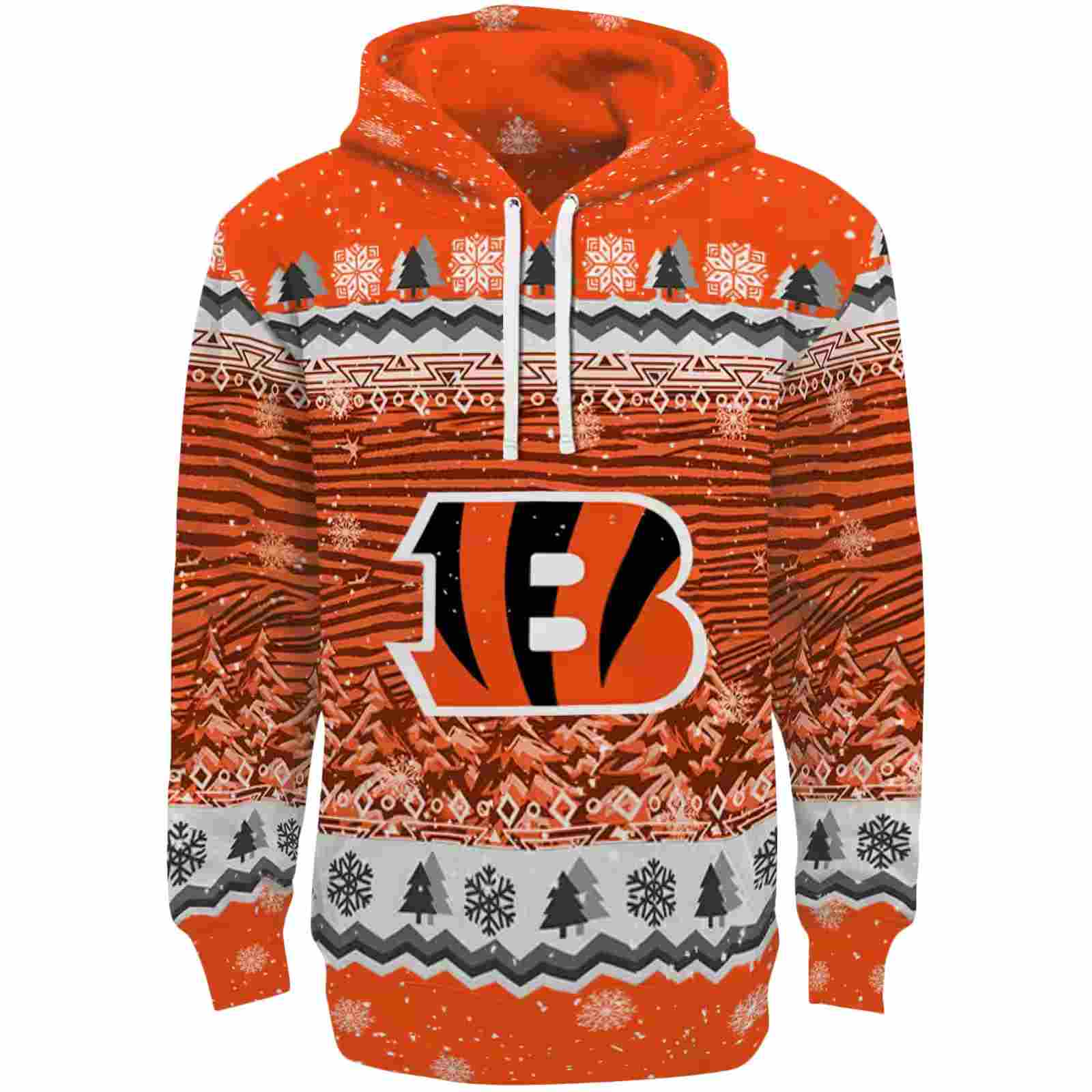 Cincinnati Bengals Christmas Trees Orange Hoodie