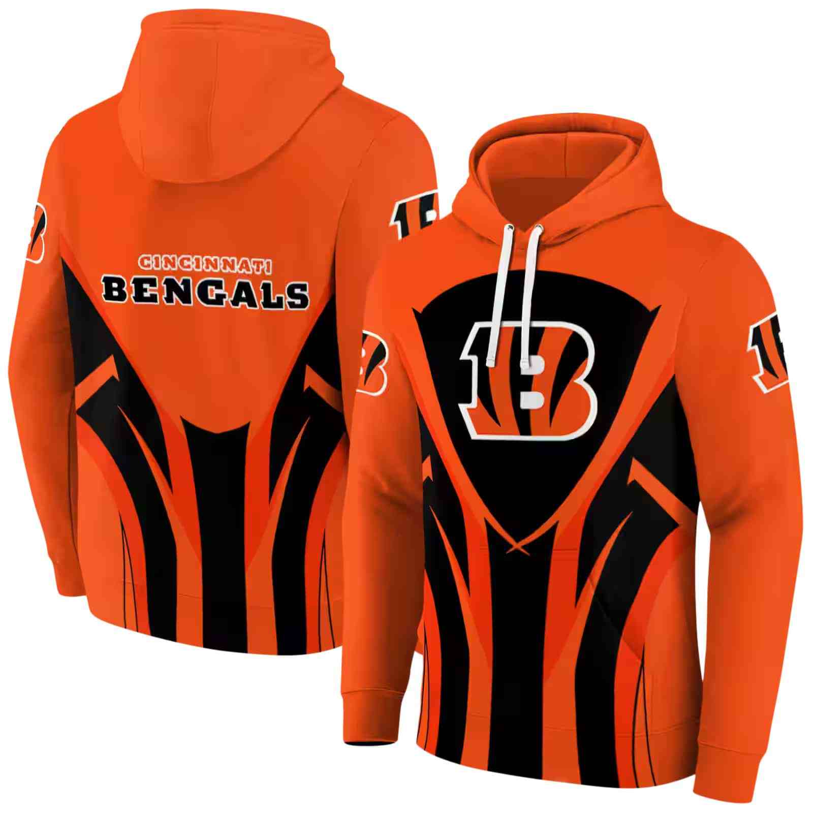 cincinnati bengals concentric lines orange black hoodie fashion forward