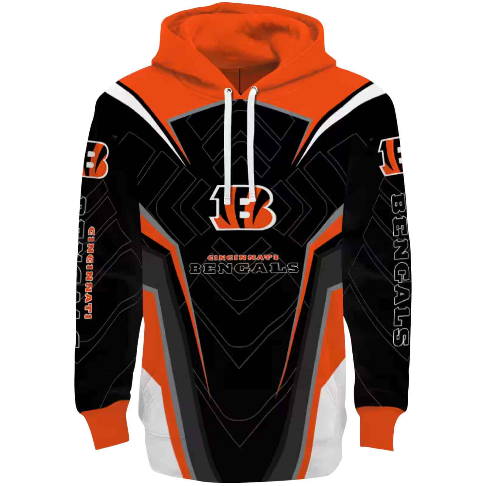 Cincinnati Bengals Futuristic Pattern Orange Black Hoodie